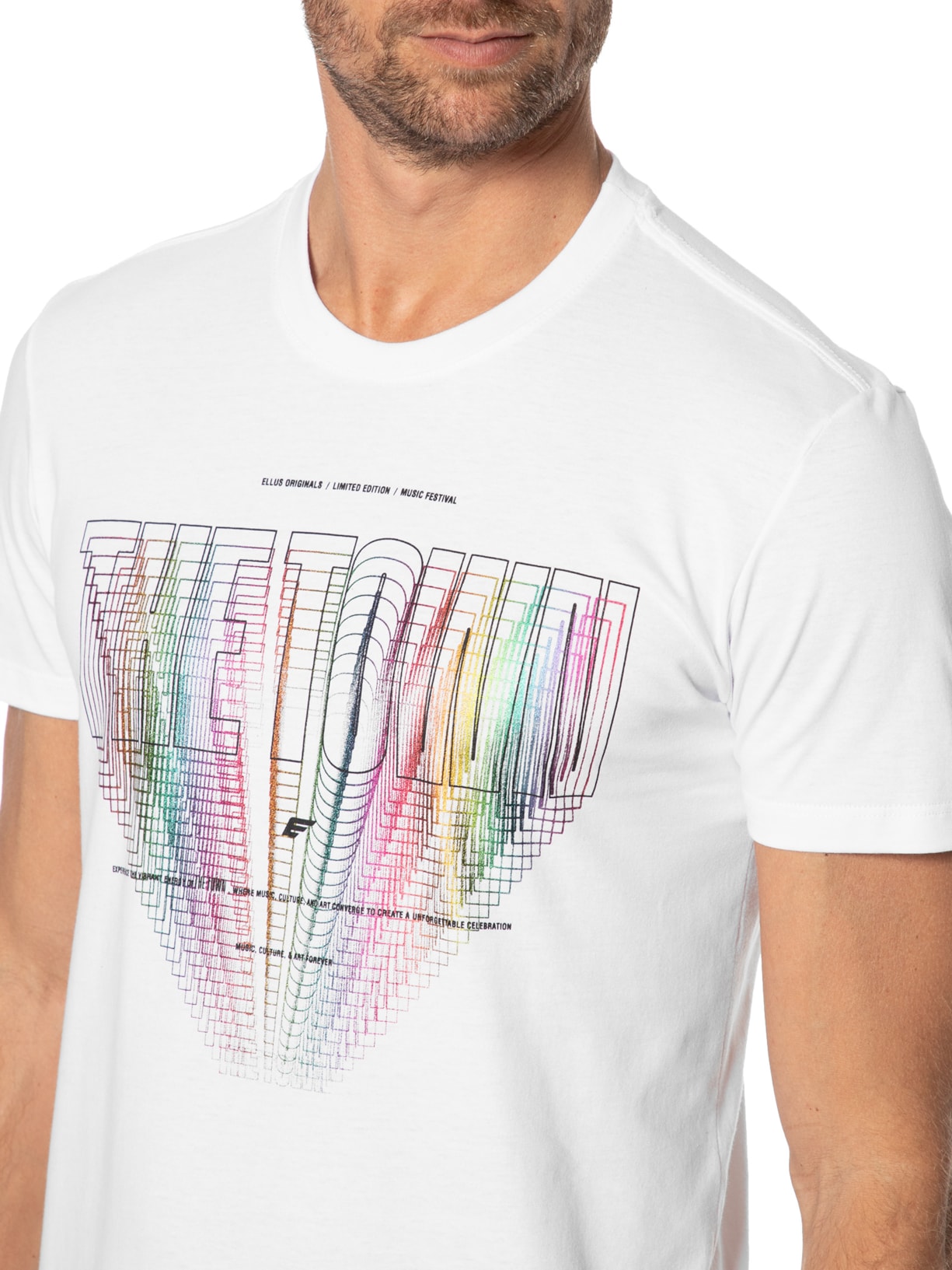 Camiseta Masculina Co Fine Ell The Town Outline Classic Manga Curta Branco Ellus