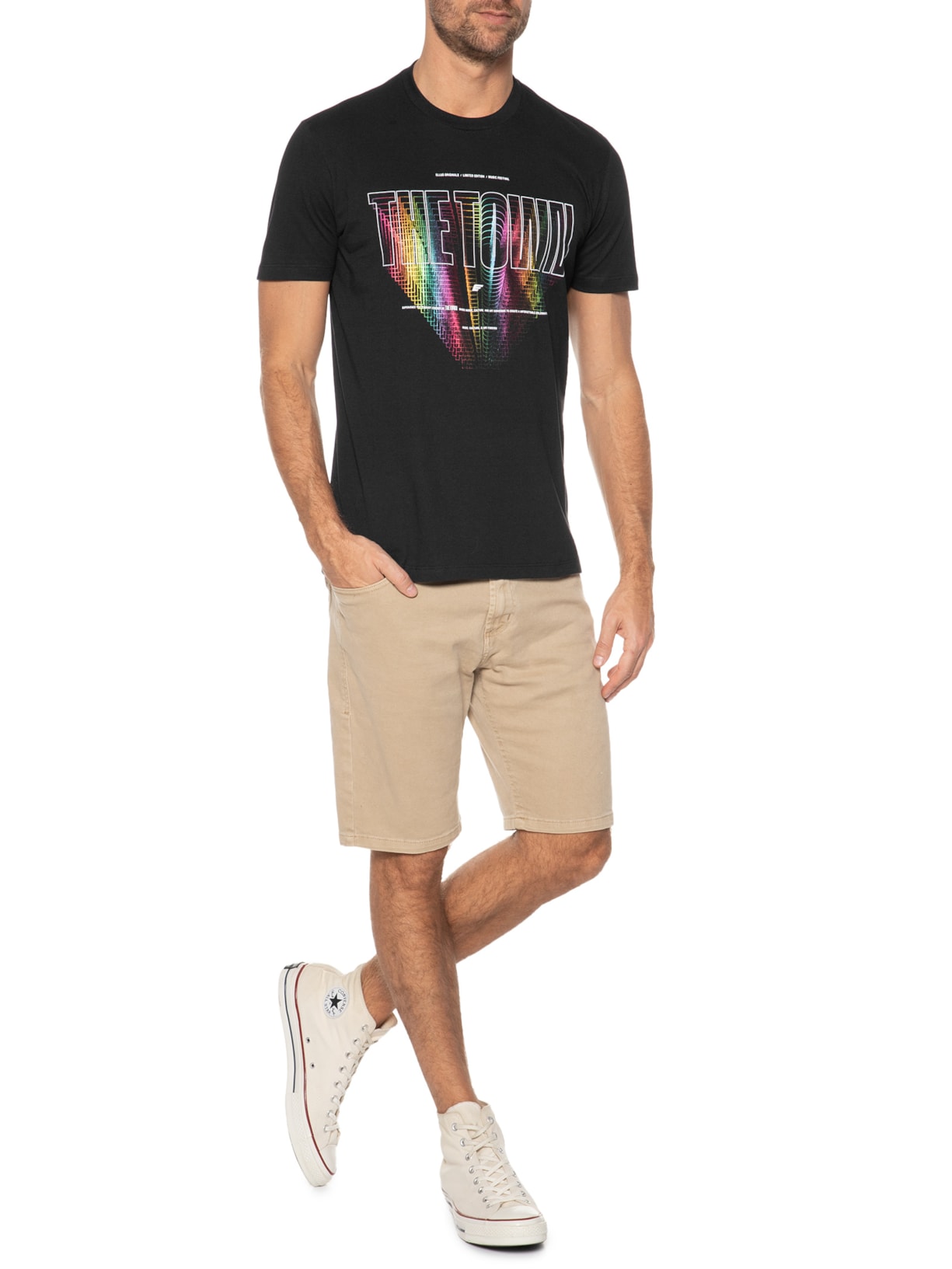 Camiseta Masculina Co Fine Ell The Town Outline Classic Manga Curta Preto Ellus