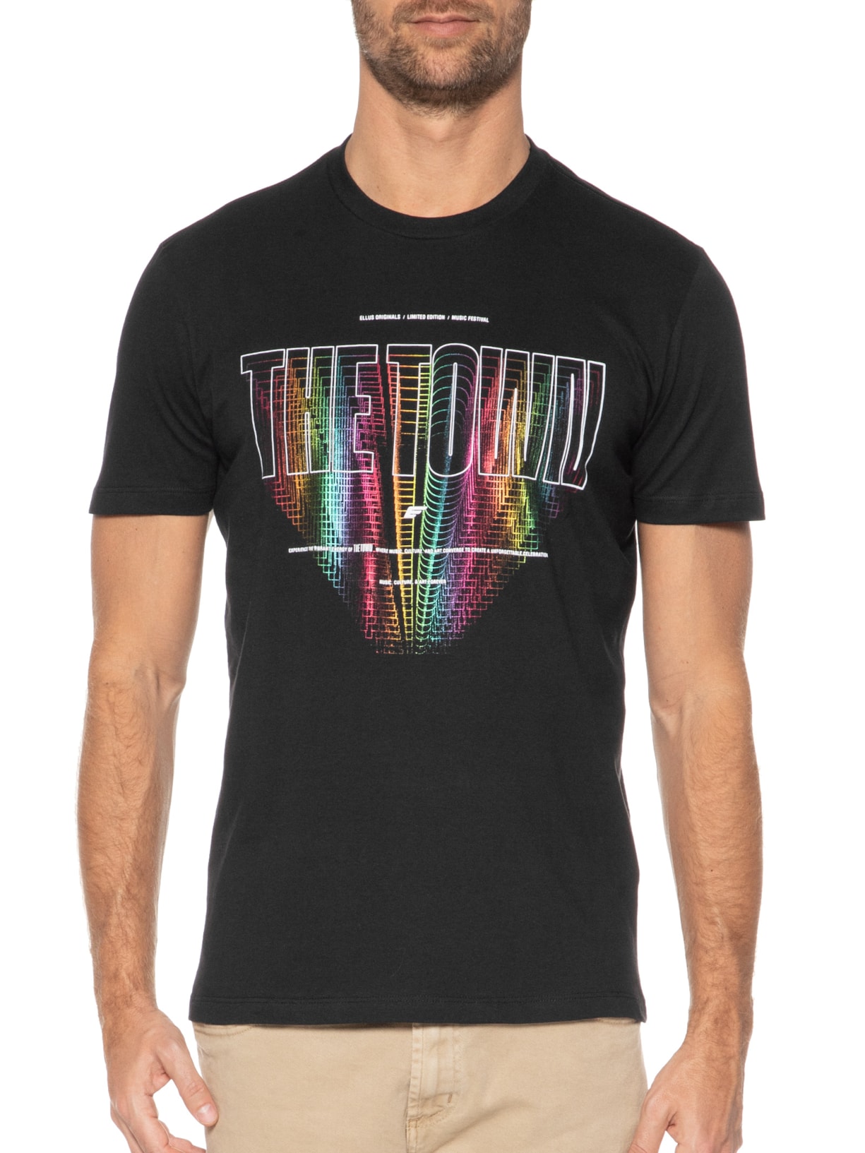 Camiseta Masculina Co Fine Ell The Town Outline Classic Manga Curta Preto Ellus