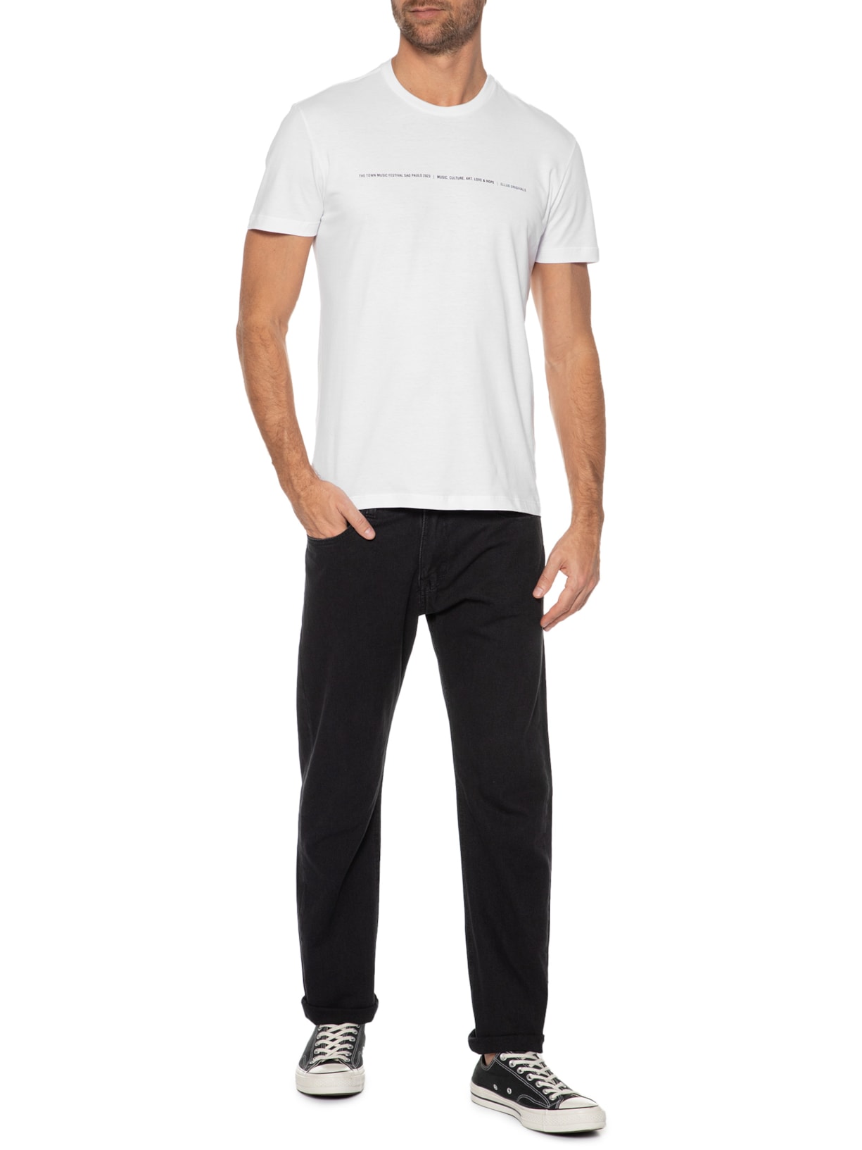 Camiseta Masculina Co Fine The Town Back Classic Manga Curta Branco Ellus