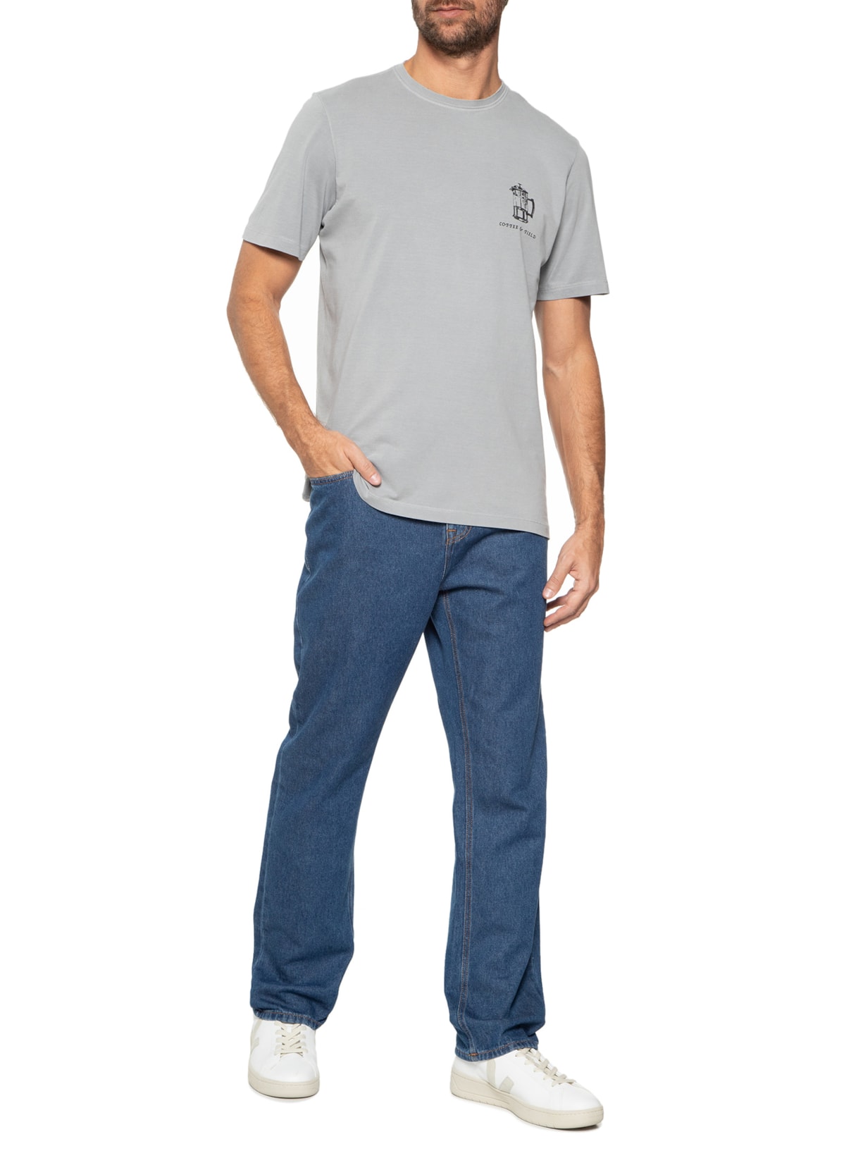 Camiseta Masculina Coffee Cinza Zapalla