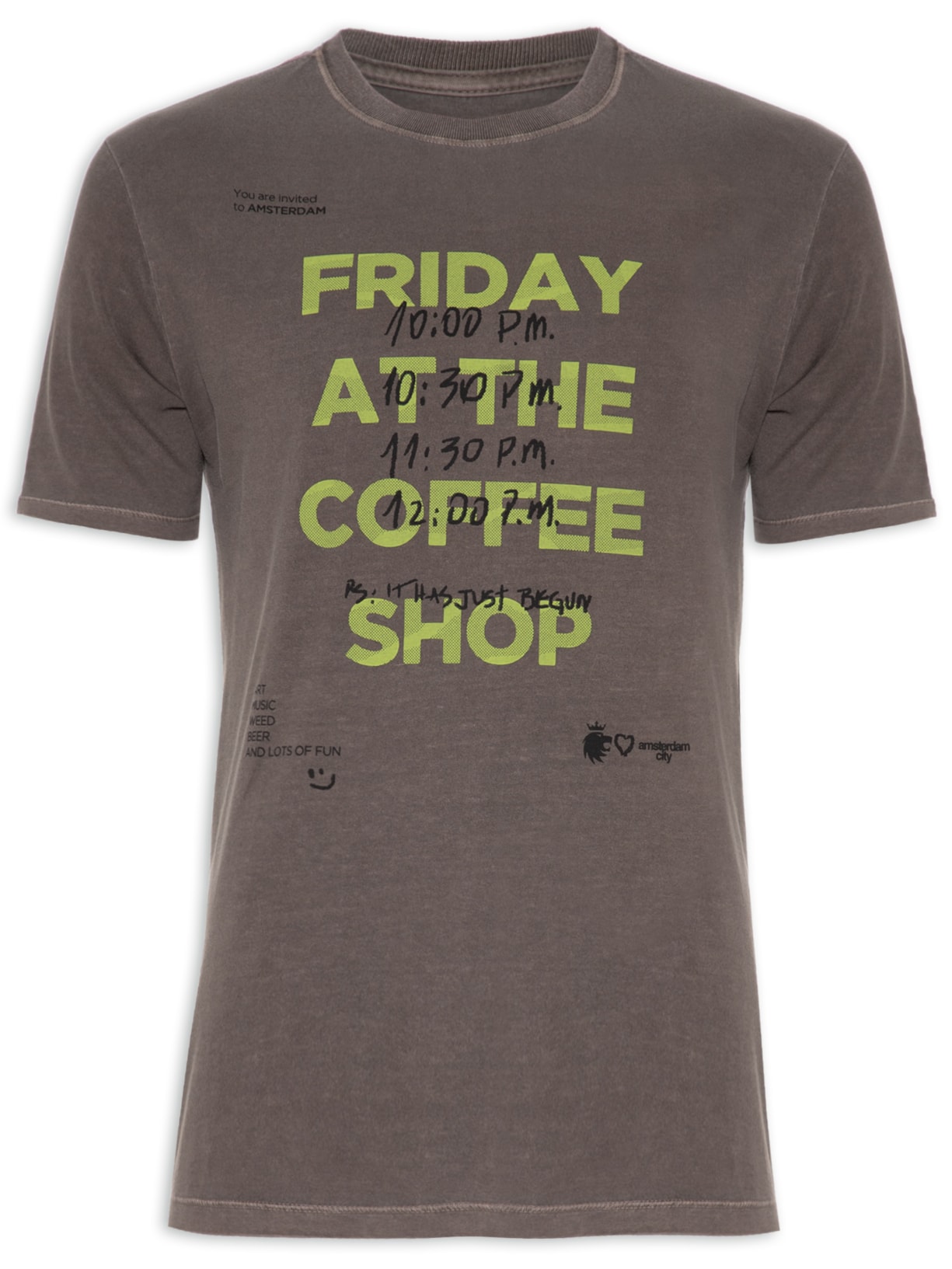 Camiseta Masculina Coffee Shop - Marrom