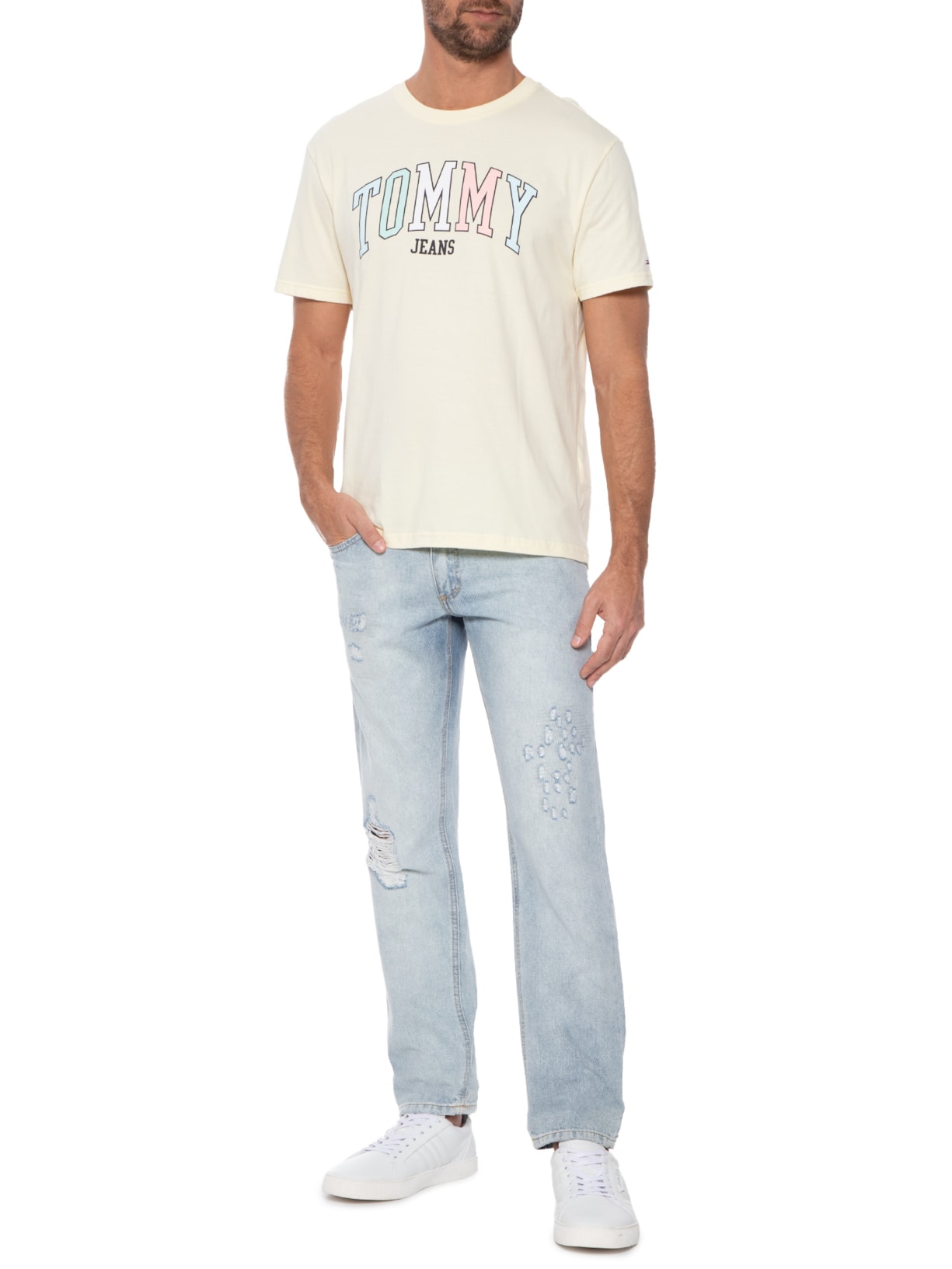 Camiseta Masculina College Pop Amarelo Tommy Jeans
