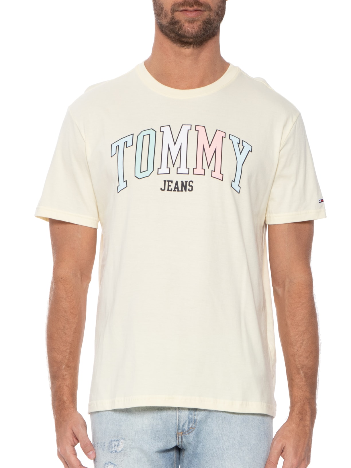 Camiseta Masculina College Pop Amarelo Tommy Jeans