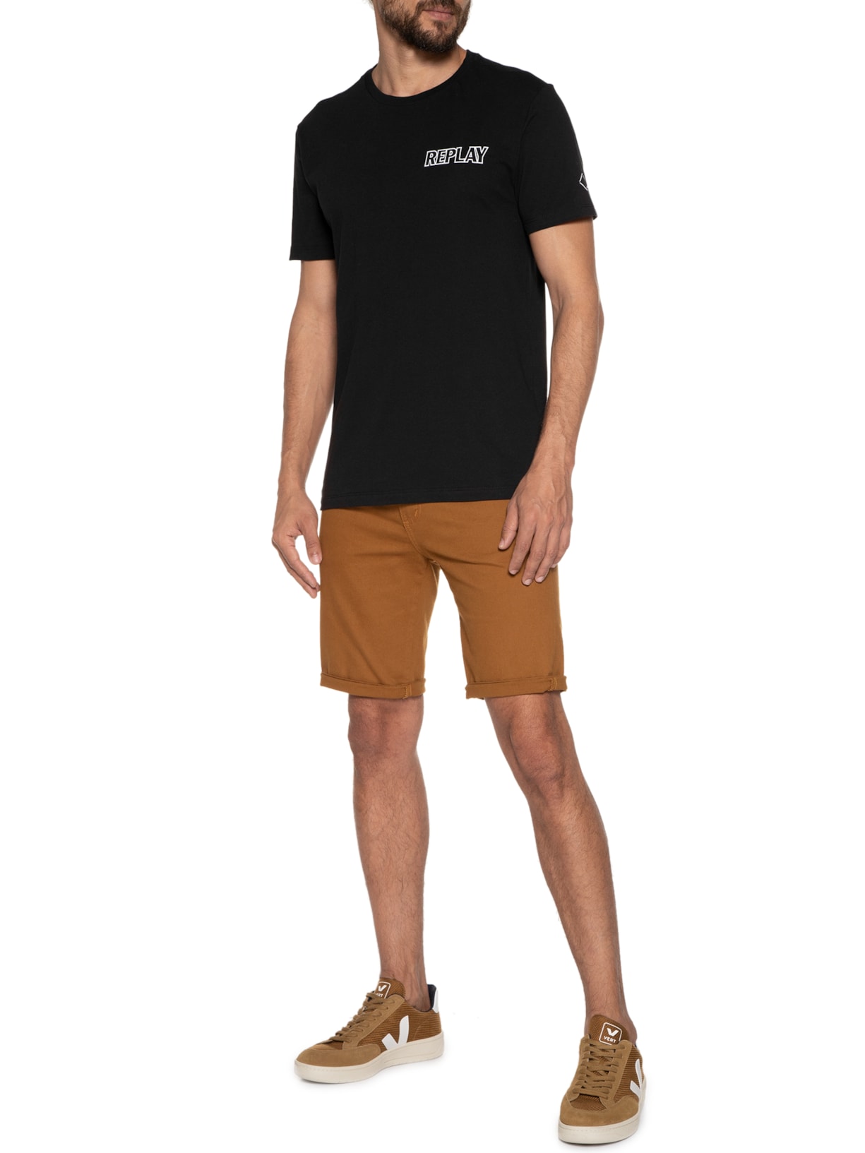 Camiseta Masculina Color Rep Preto Replay