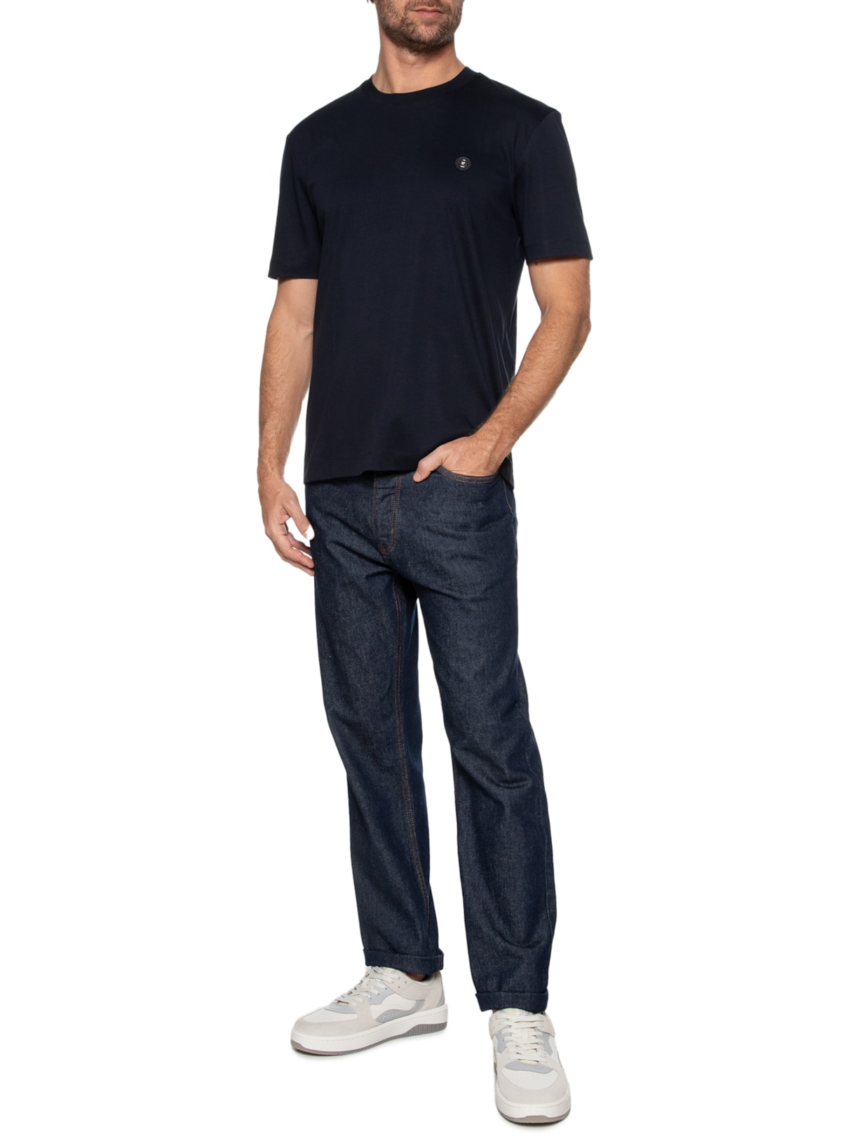 Camiseta Masculina com Aplique C Taut 01 Azul Boss