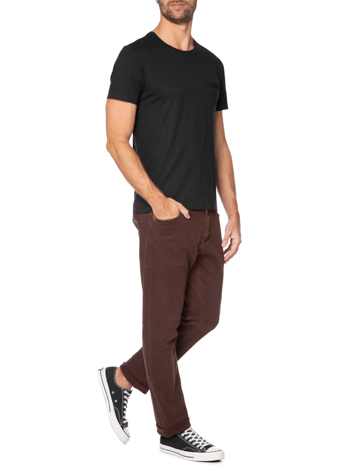 Camiseta Masculina Com Bolso Preto Sergio K