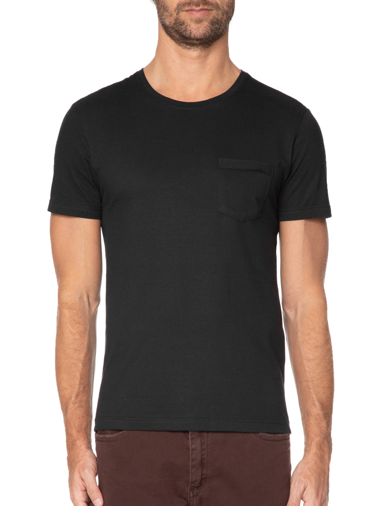Camiseta Masculina Com Bolso Preto Sergio K