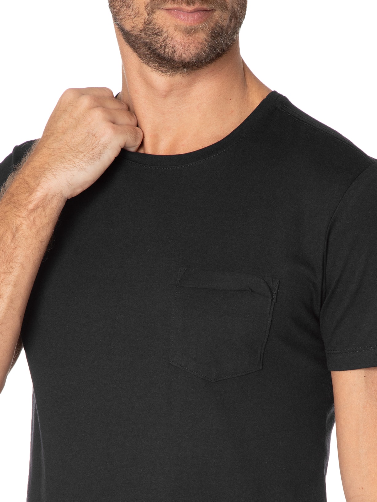 Camiseta Masculina Com Bolso Preto Sergio K