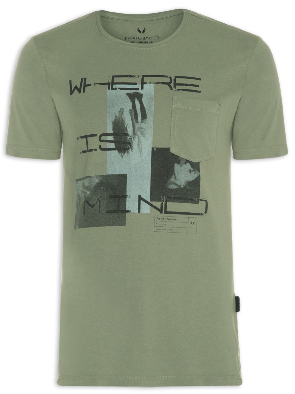Camiseta Masculina Com Bolso Where Is End - Verde