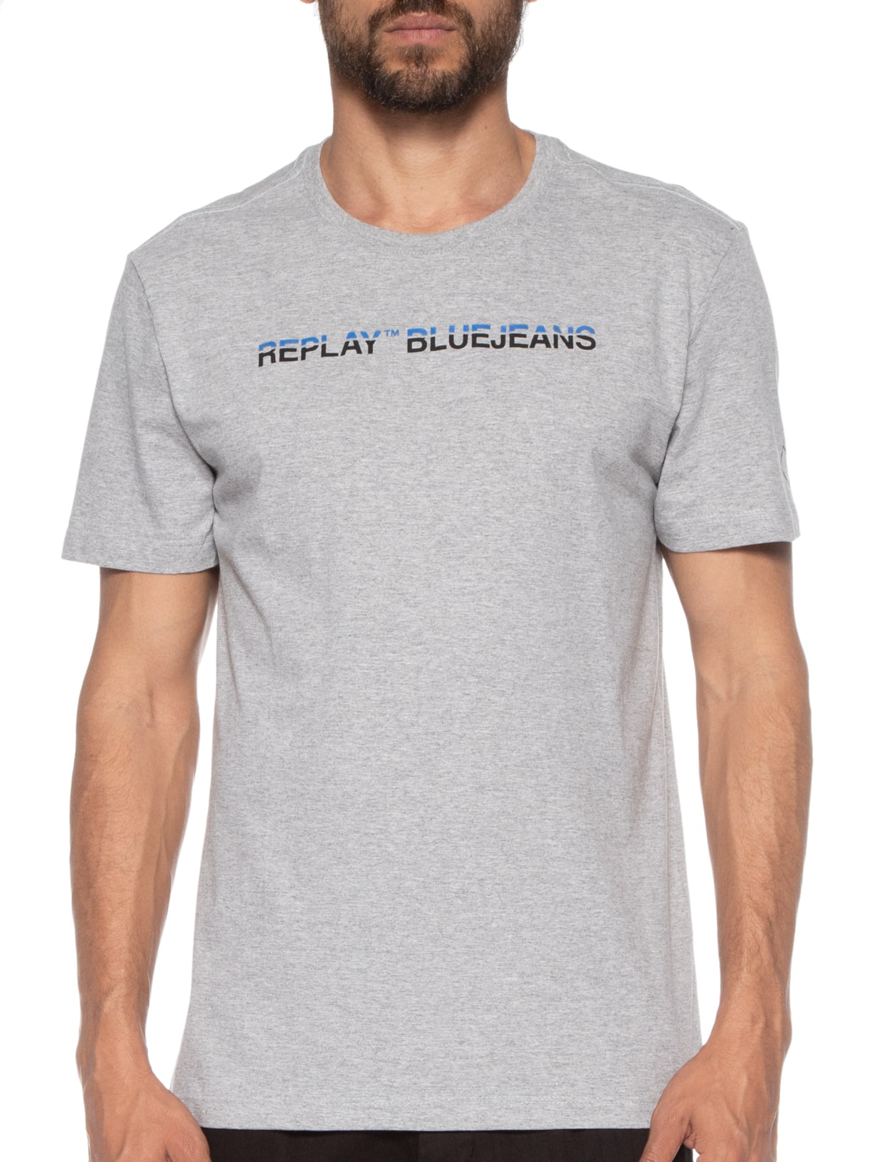 Camiseta Masculina Com Detalhe Fluor Cinza Replay