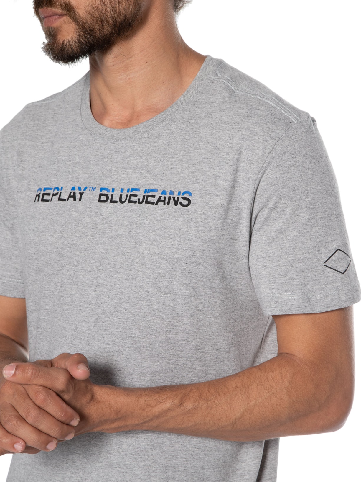 Camiseta Masculina Com Detalhe Fluor Cinza Replay