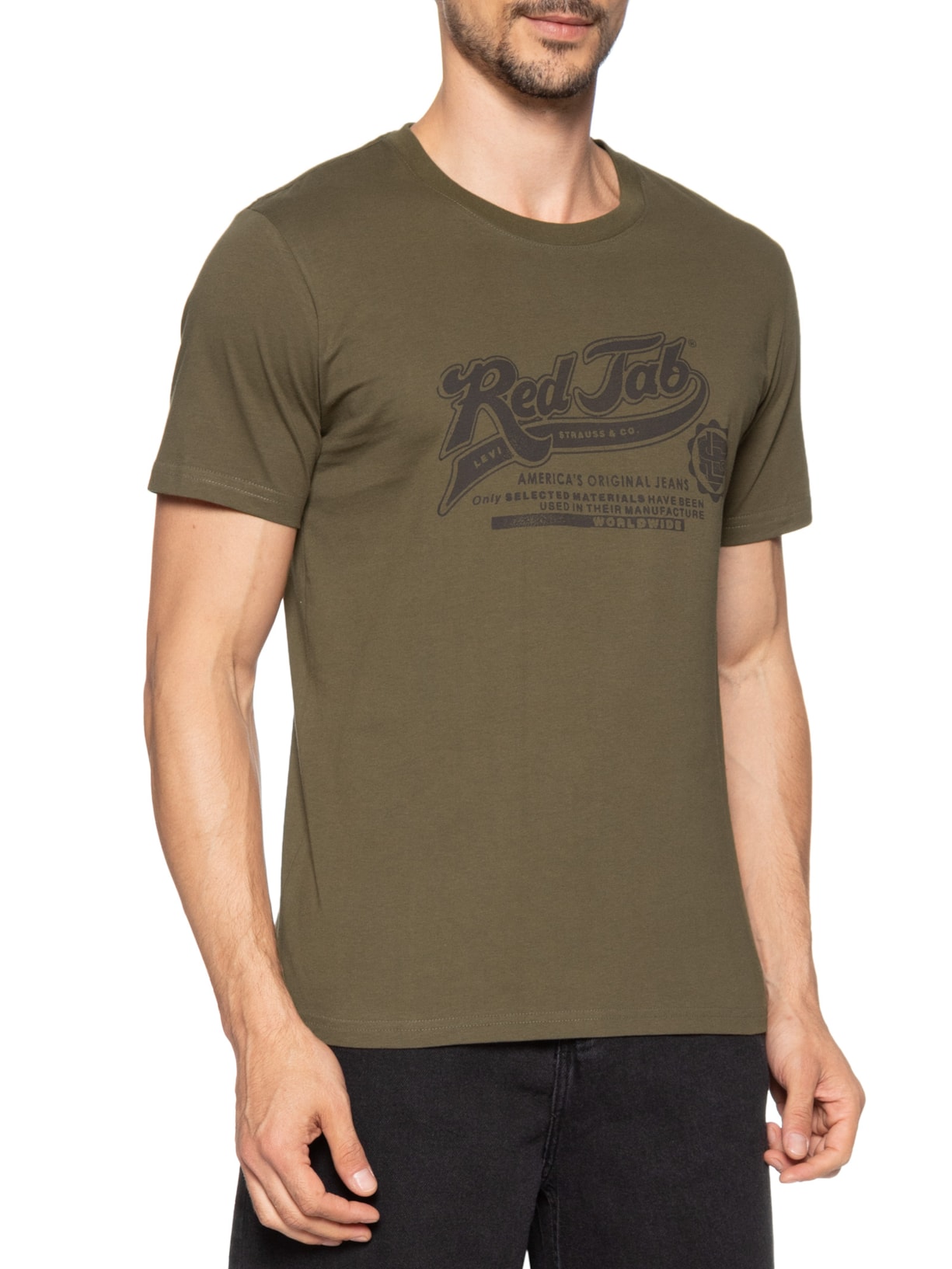 Camiseta Masculina Com Estampa E Gola Tradicional Marrom Levi's