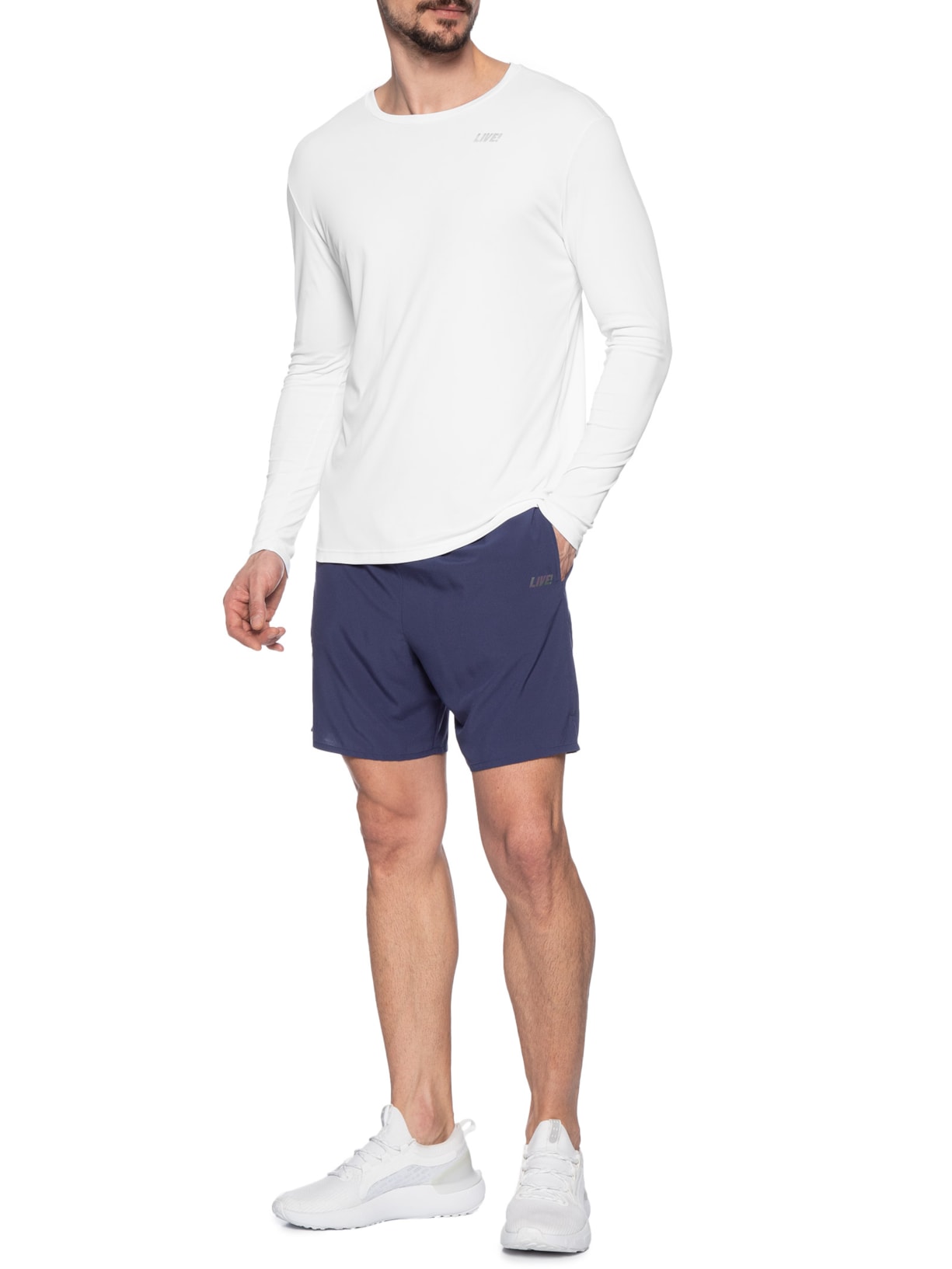 Camiseta Masculina Comfy Manga Longa Link Co2 Men Branco Live!