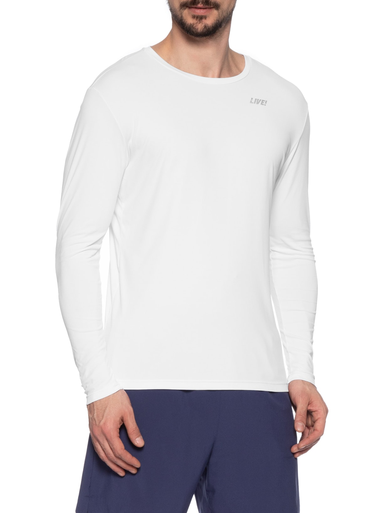 Camiseta Masculina Comfy Manga Longa Link Co2 Men Branco Live!