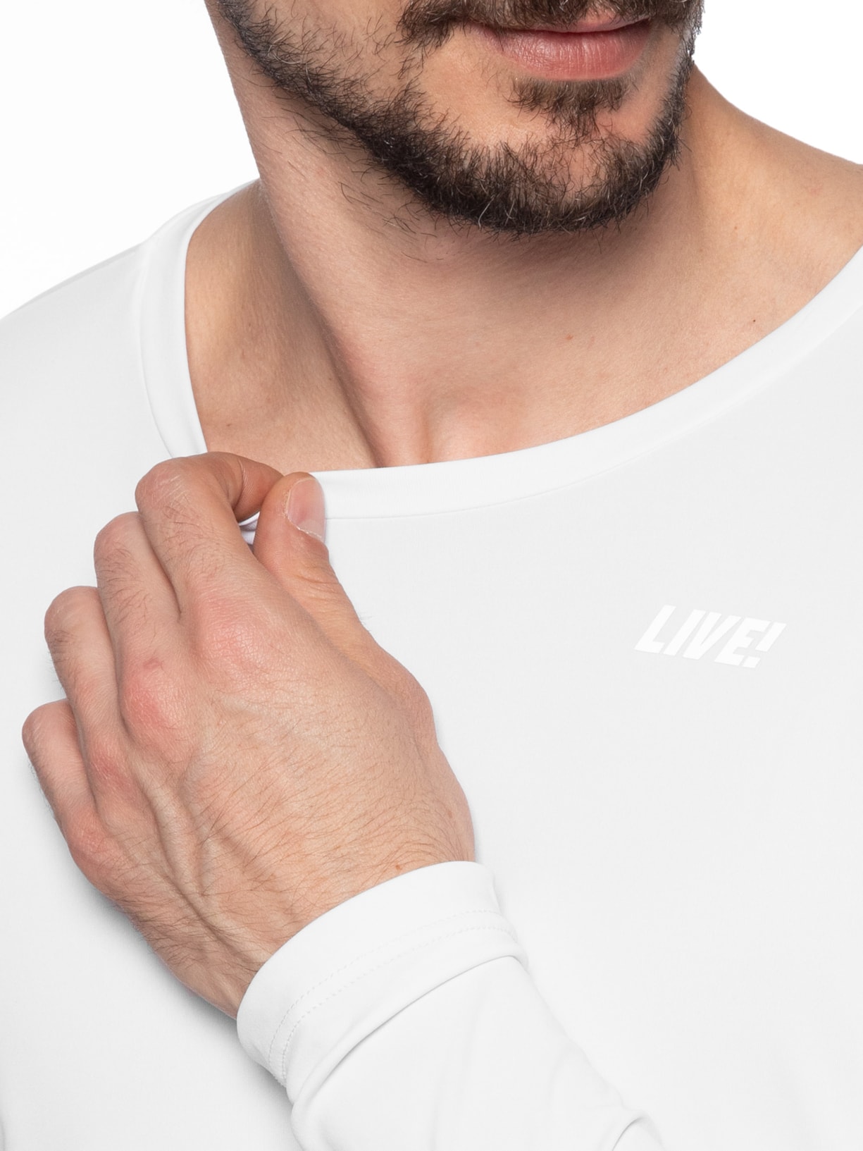 Camiseta Masculina Comfy Manga Longa Link Co2 Men Branco Live!