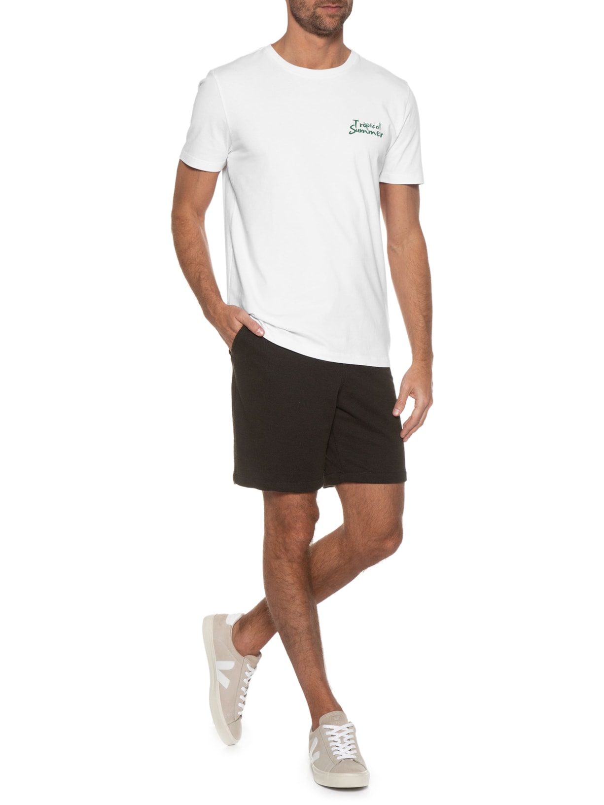 Camiseta Masculina Confort Estampado Branco Barche