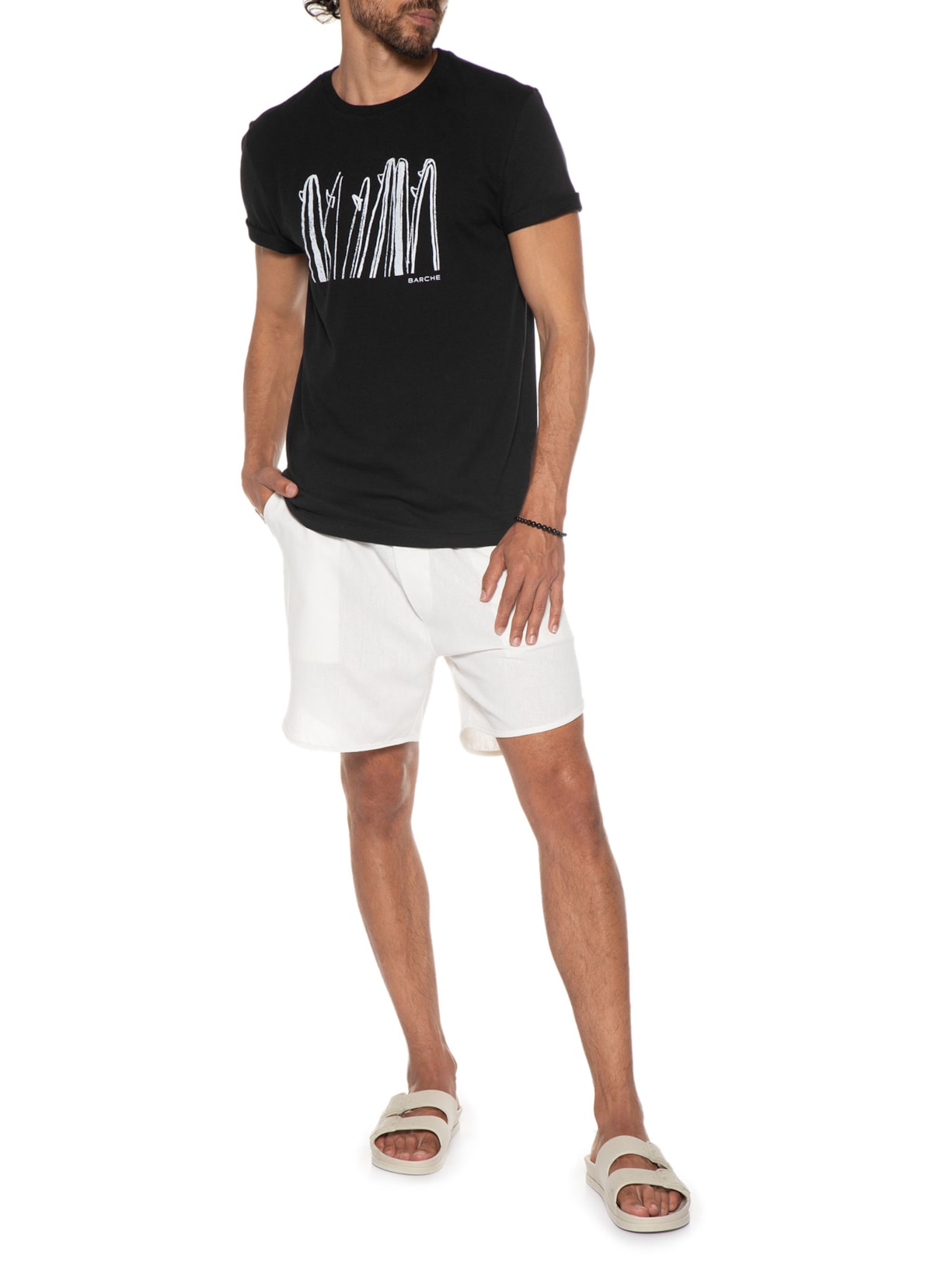Camiseta Masculina Confort Estampado Preto Barche