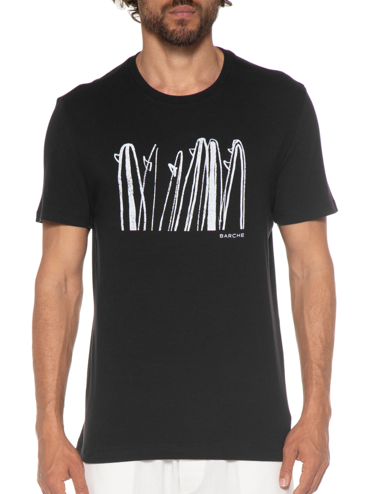 Camiseta Masculina Confort Estampado Preto Barche