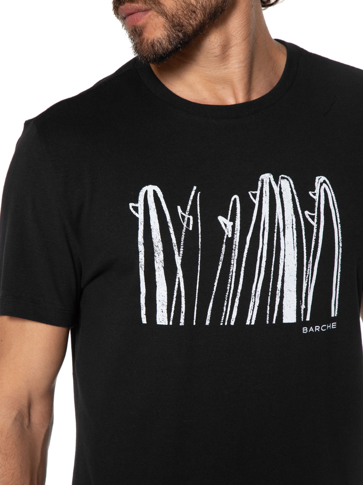 Camiseta Masculina Confort Estampado Preto Barche