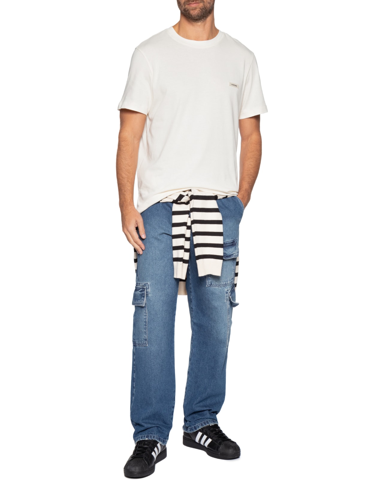 Camiseta Masculina Confort Fit Com Etiqueta Decorativa Off White Hering