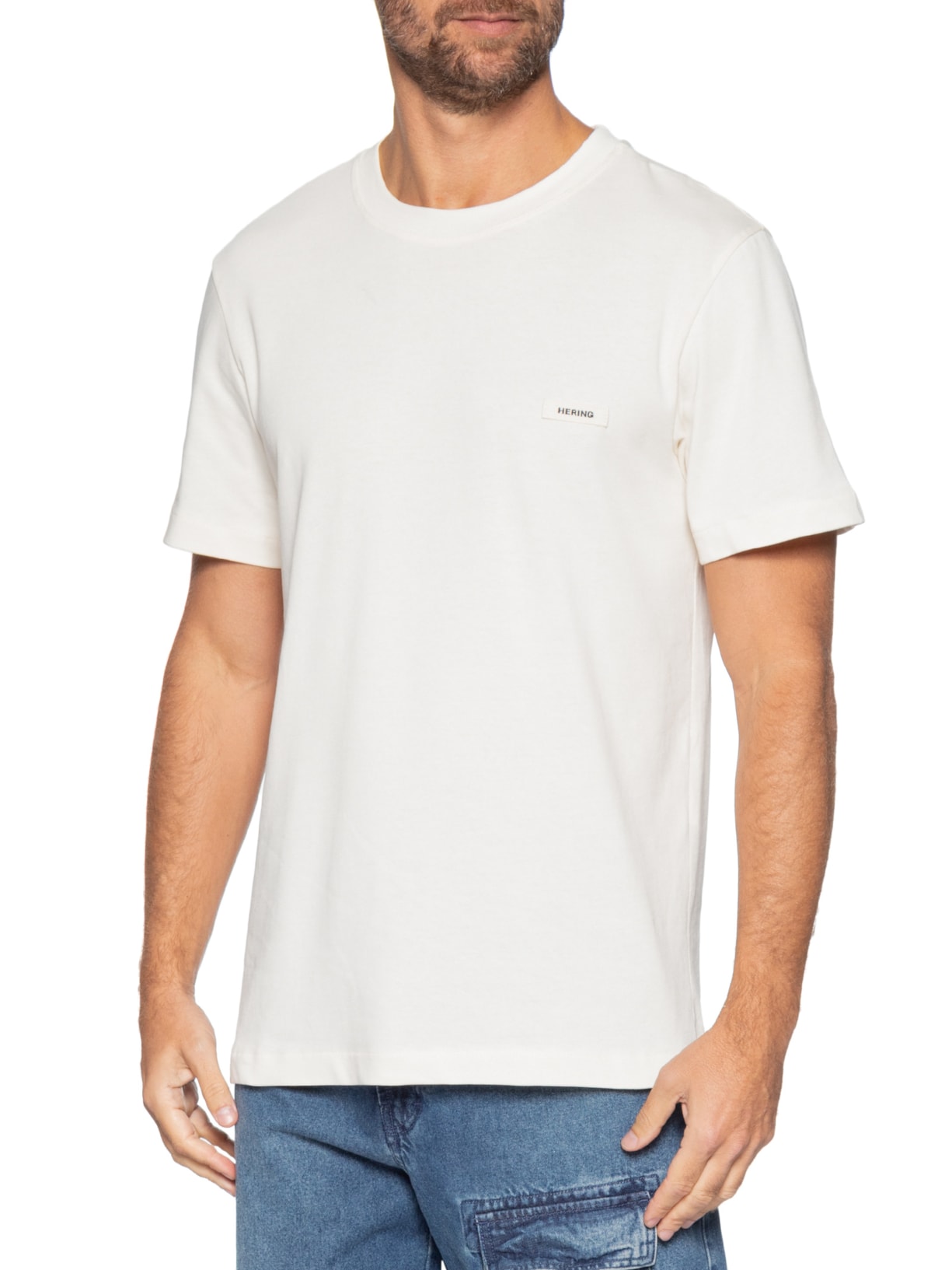 Camiseta Masculina Confort Fit Com Etiqueta Decorativa Off White Hering
