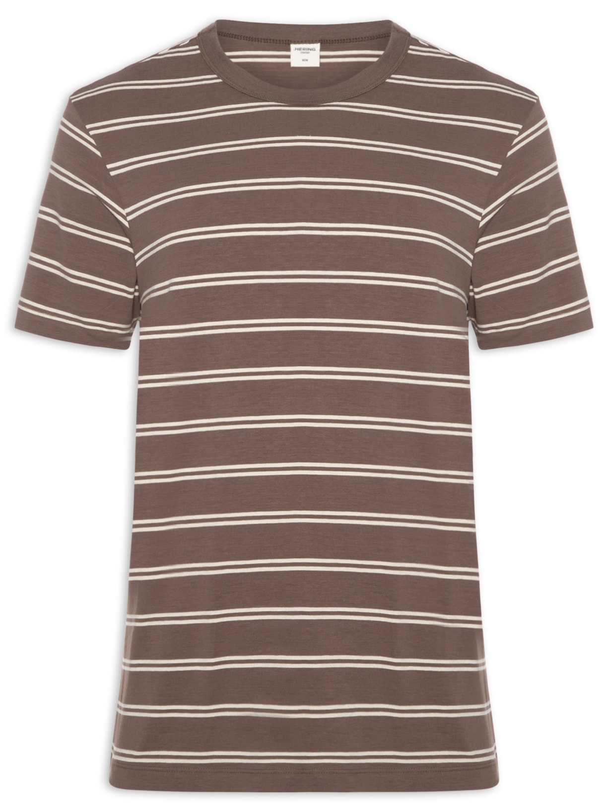 Camiseta Masculina Confort Fit Listrada - Marrom