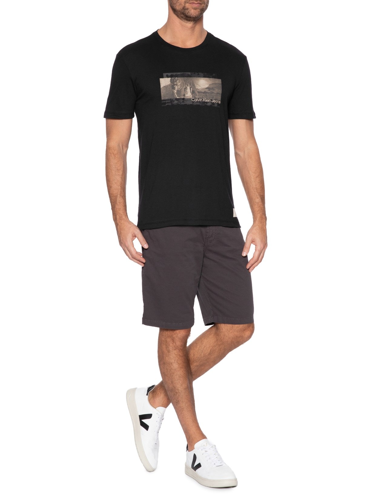Camiseta Masculina Conservation Tigre - Calvin Klein Jeans - Preto