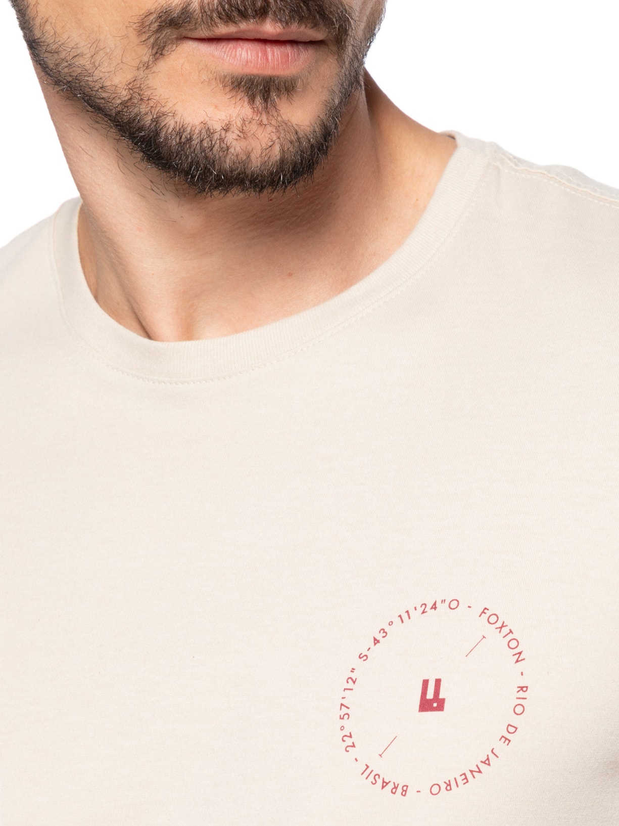  Camiseta Masculina Coordenadas Bege Foxton