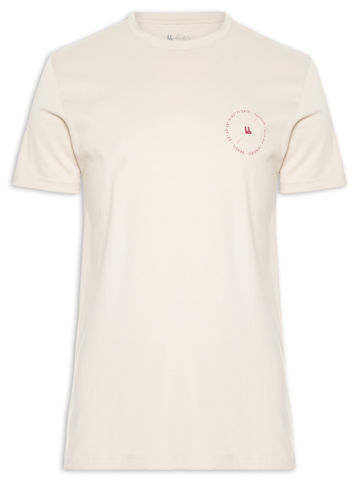  Camiseta Masculina Coordenadas Bege Foxton