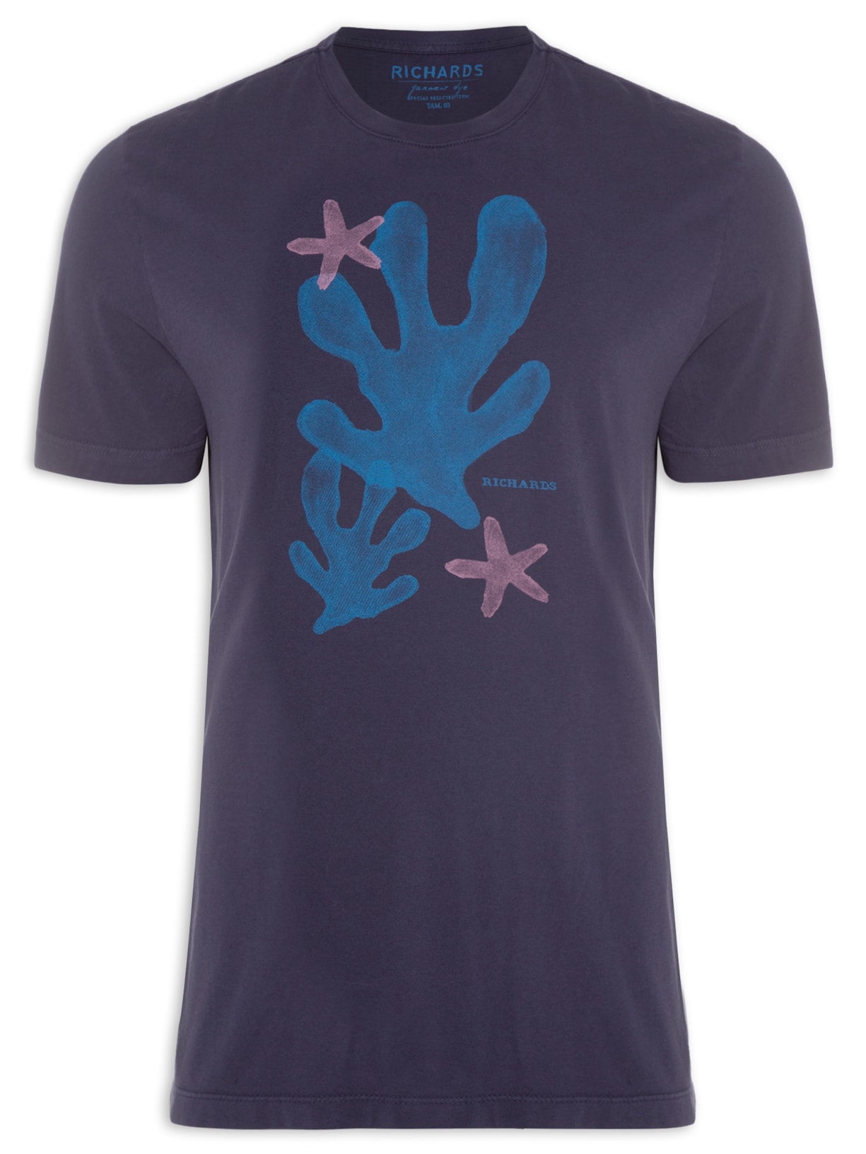 Camiseta Masculina Corais Aquarela - Azul