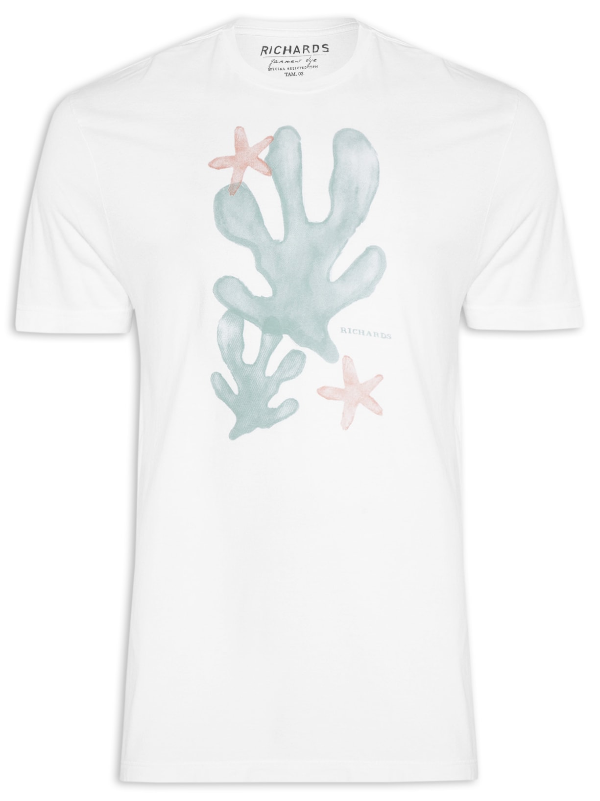 Camiseta Masculina Corais Aquarela - Branco
