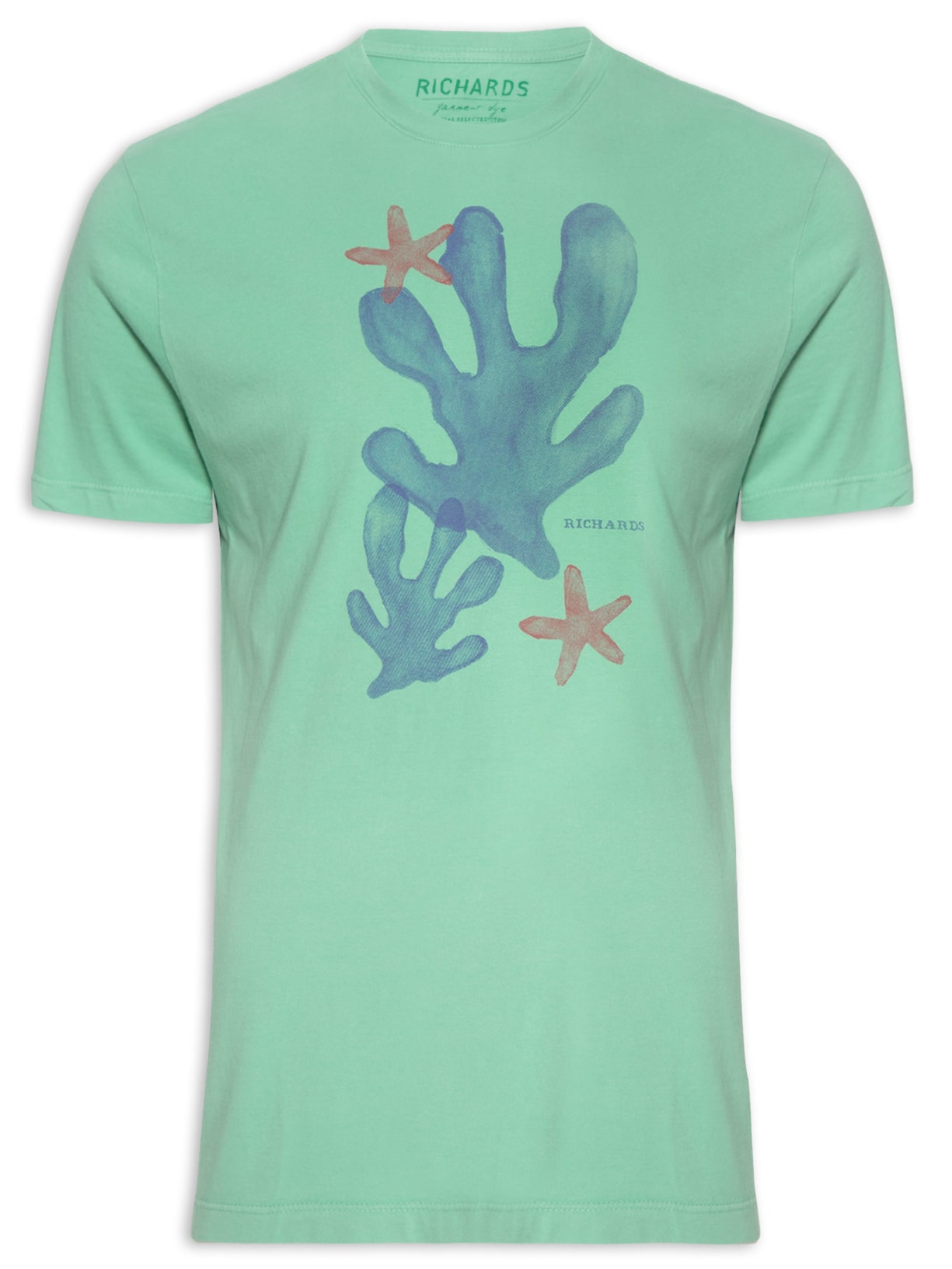 Camiseta Masculina Corais Aquarela - Verde