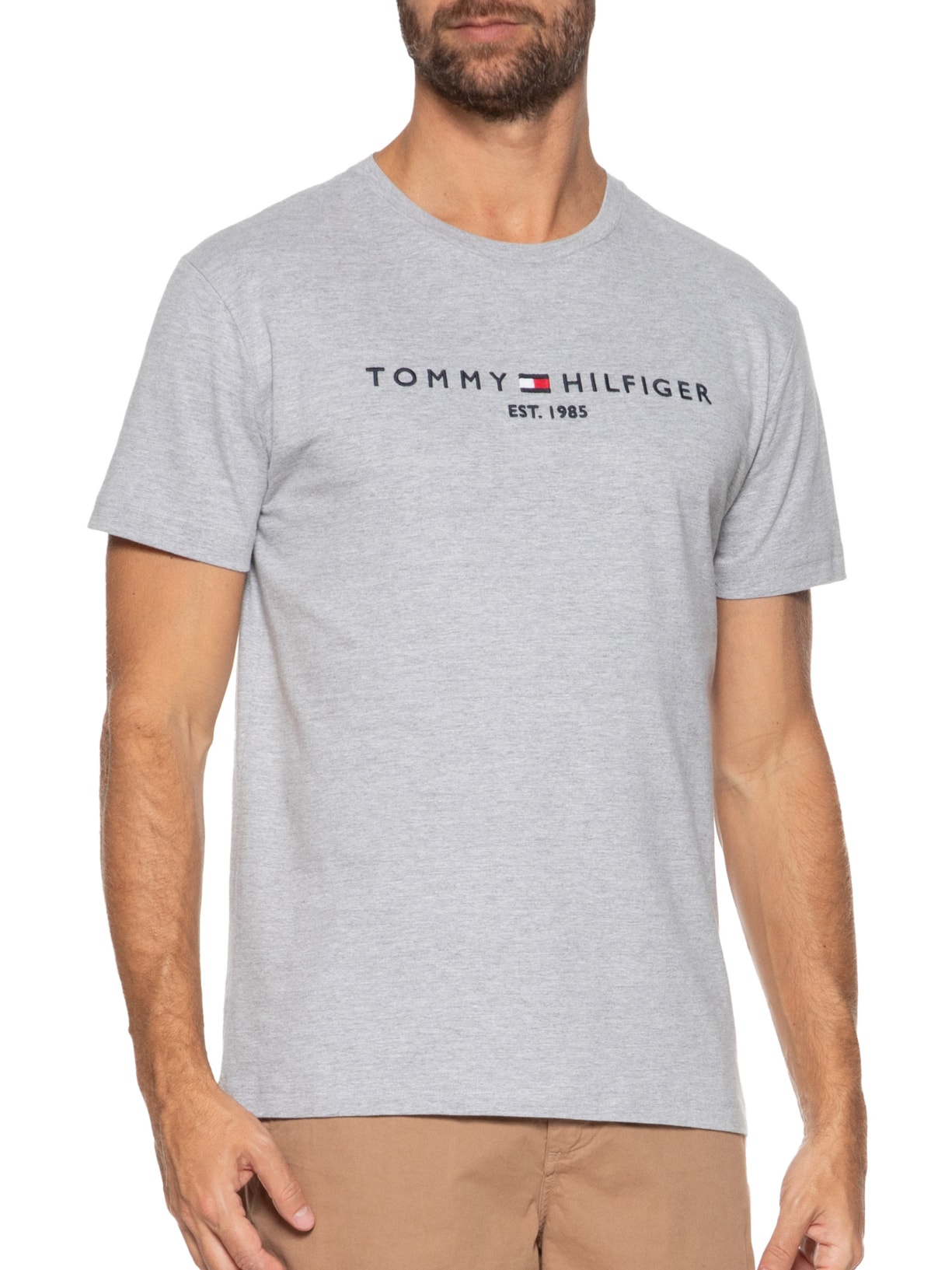 Camiseta Masculina Core Logo Tee Cinza Tommy Hilfiger