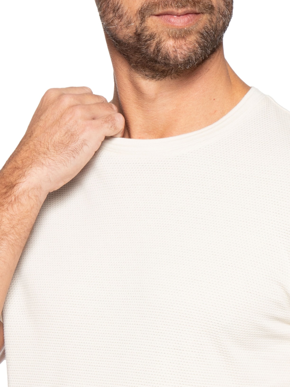 Camiseta Masculina Cotton Blend Bubble-Jacquard Tiburt 240 Branco Boss