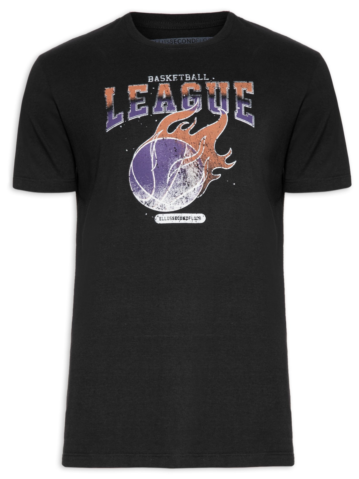 Camiseta Masculina Cotton Fine Basketball League Classic - Preto