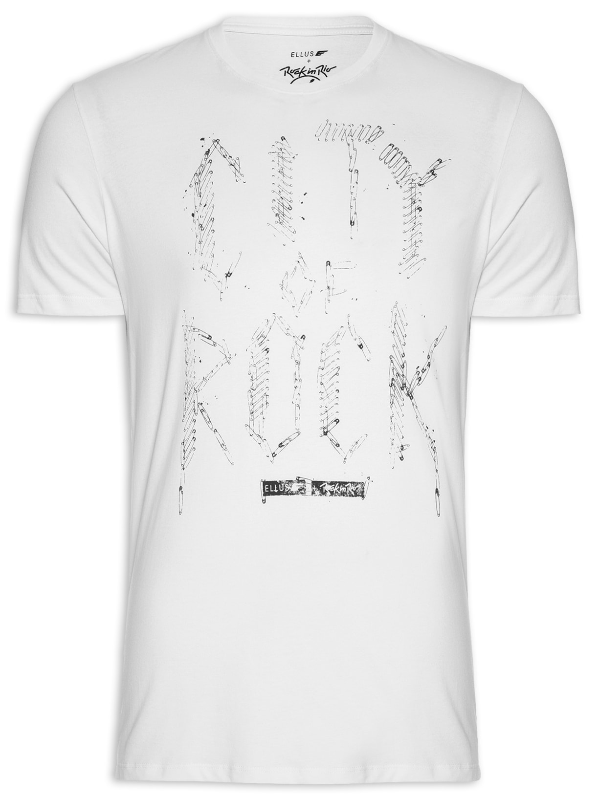 Camiseta Masculina Cotton Fine City Of Rock Pin Classic Manga Curta - Branco