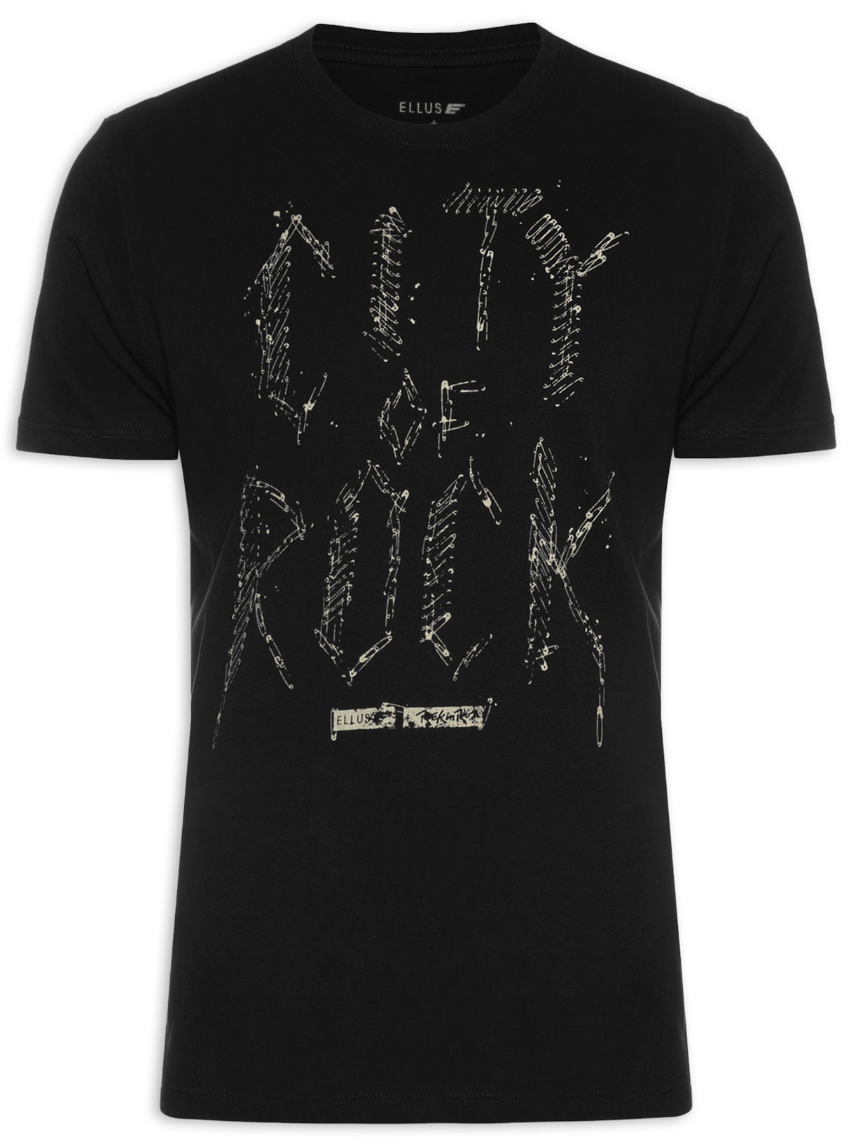 Camiseta Masculina Cotton Fine City Of Rock Pin Classic Manga Curta - Preto