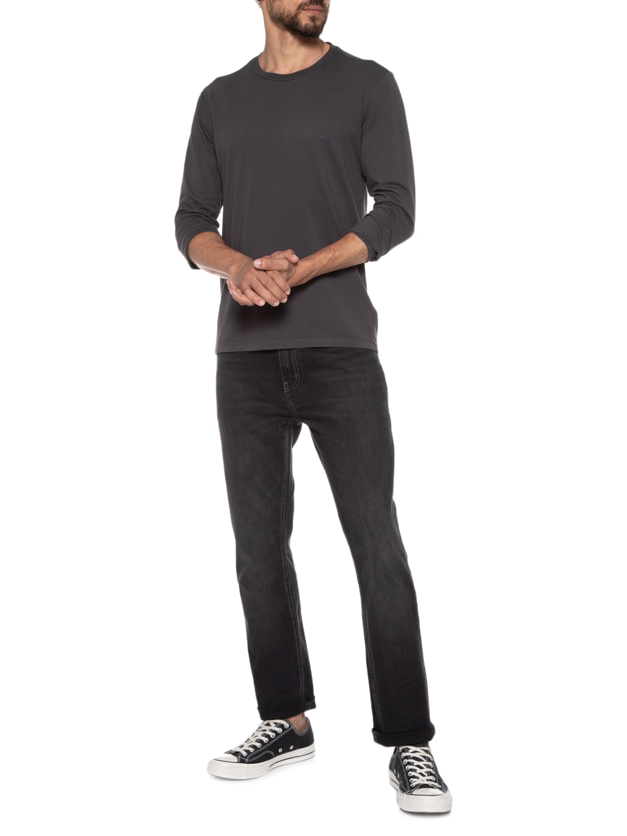 Camiseta Masculina Cotton Fine Easa Classic Malha Longa Preto Ellus