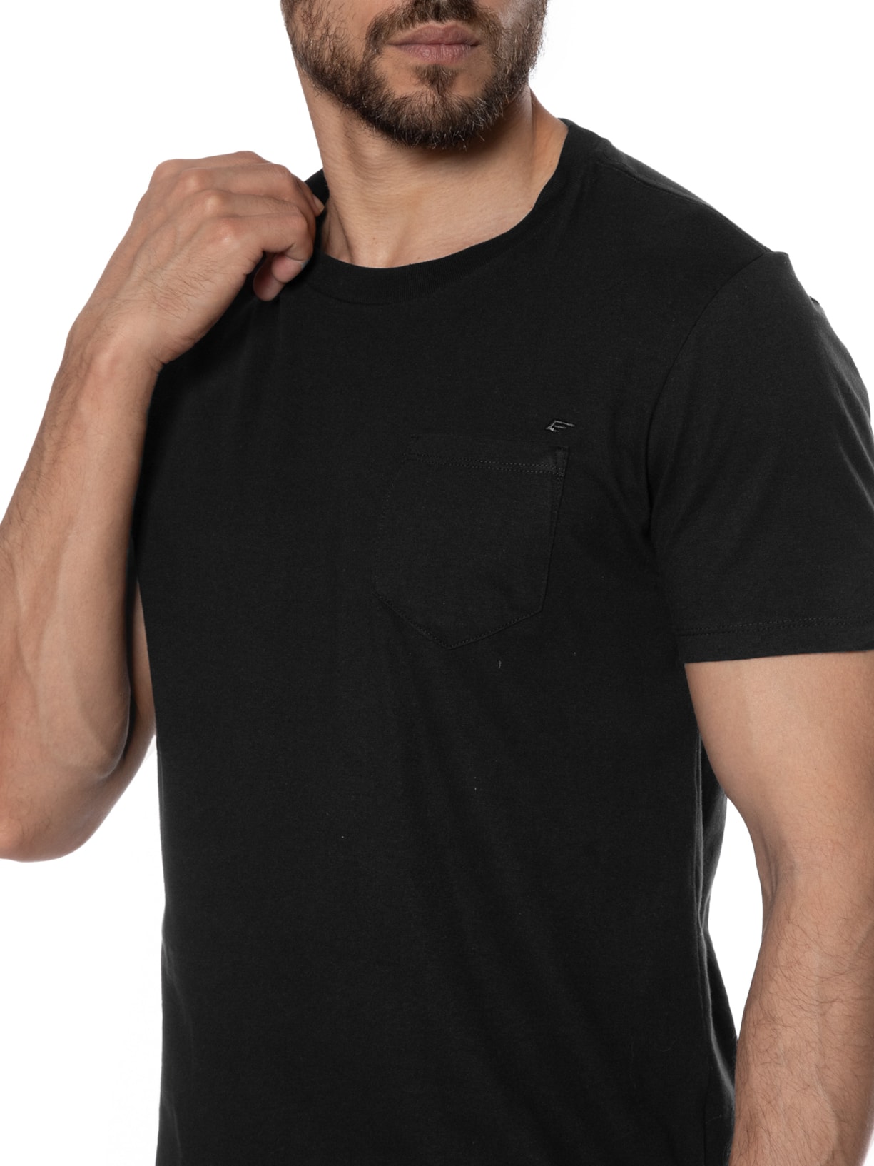 Camiseta Masculina Cotton Fine Easa Pocket Classic Preto Ellus