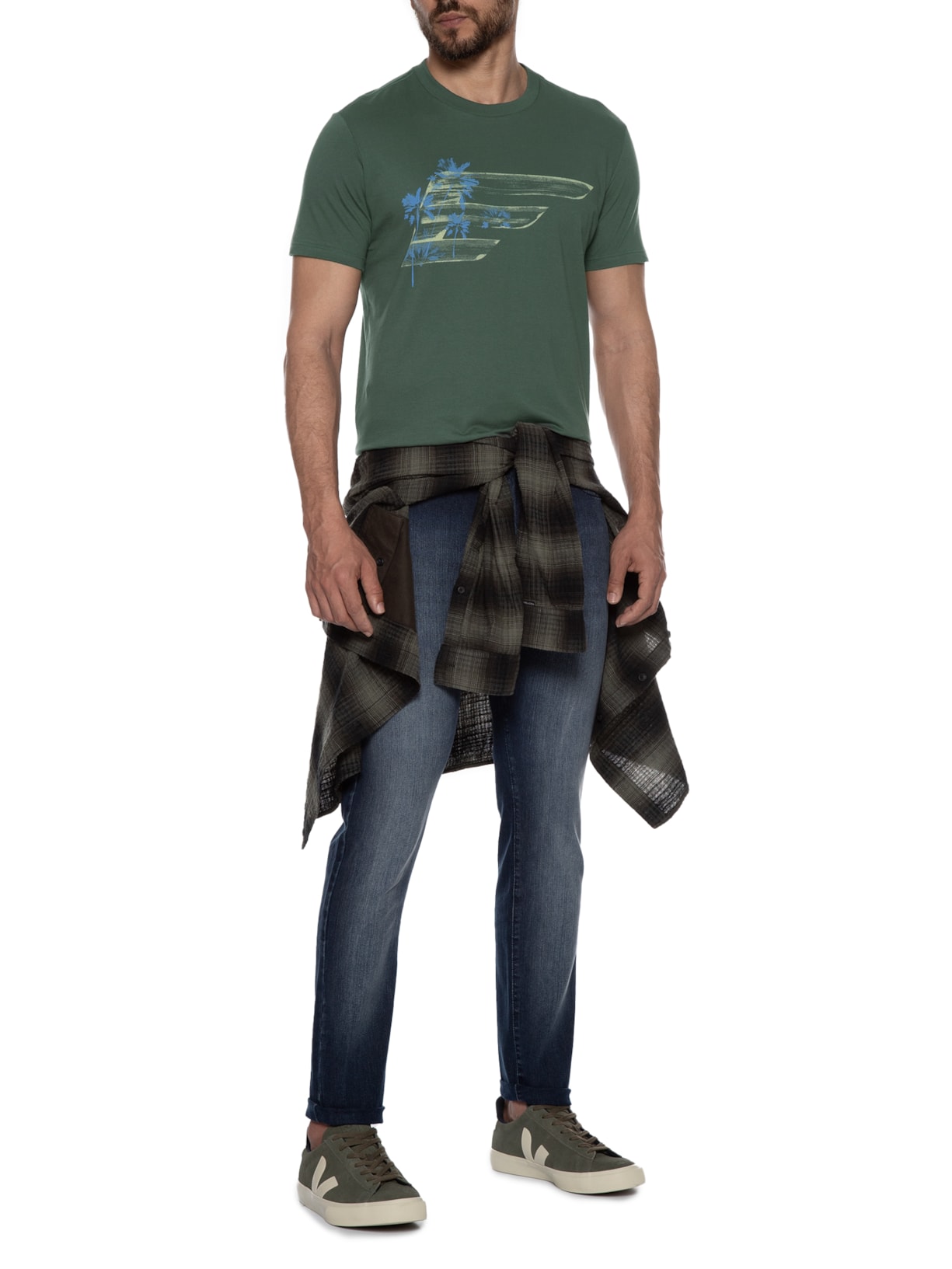 Camiseta Masculina Cotton Fine Maxi Easa Trees Classic Verde Ellus