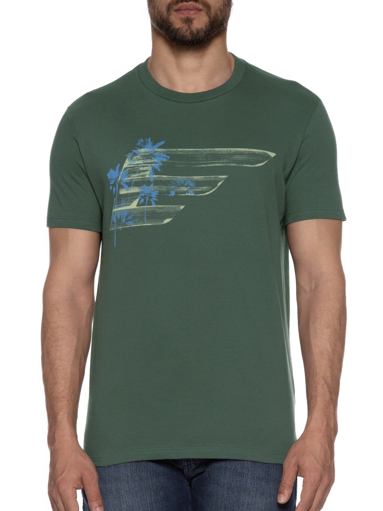 Camiseta Masculina Cotton Fine Maxi Easa Trees Classic Verde Ellus