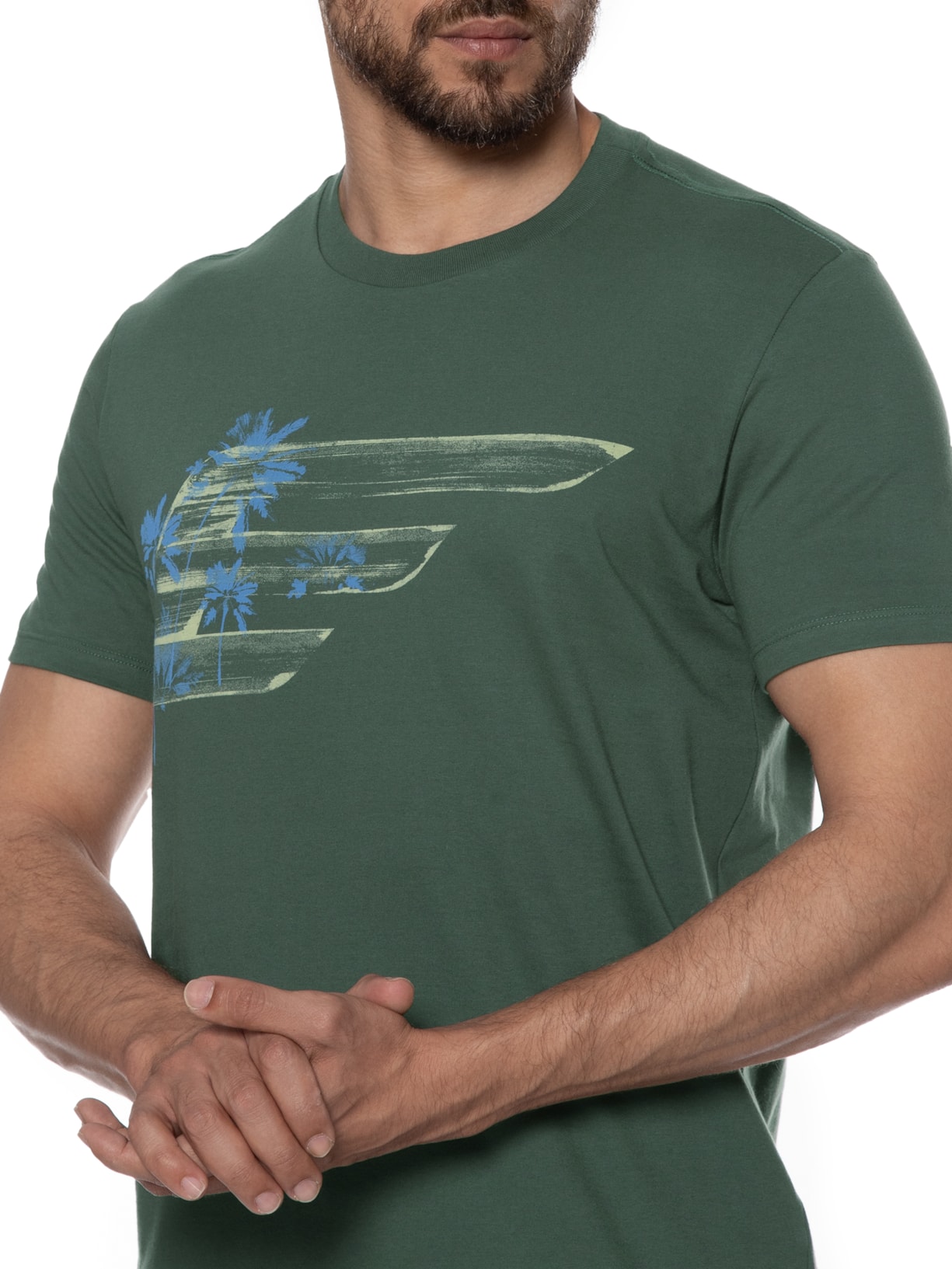 Camiseta Masculina Cotton Fine Maxi Easa Trees Classic Verde Ellus