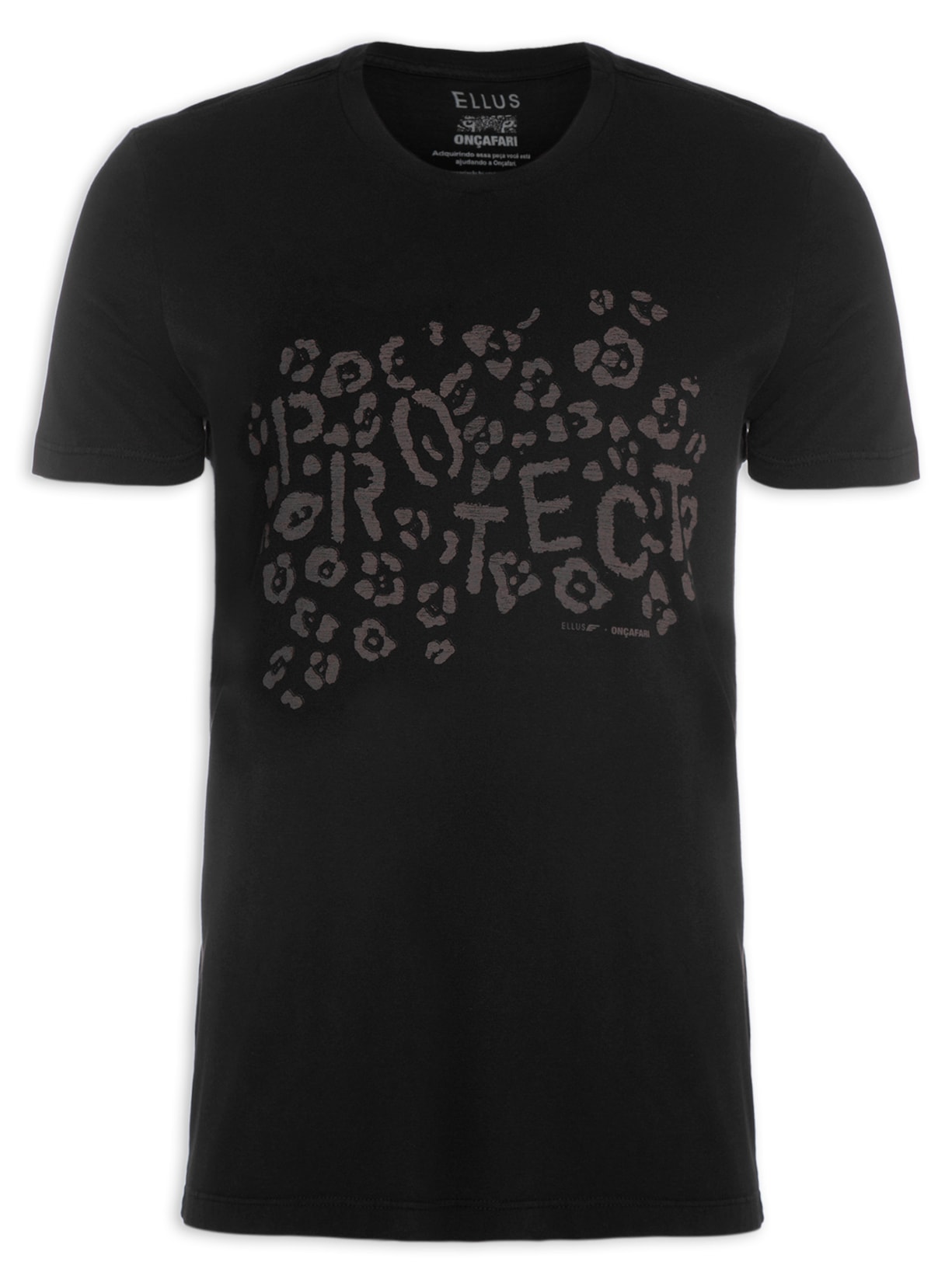 Camiseta Masculina Cotton Fine Onçafari Protect Classic Manga Curta - Preto