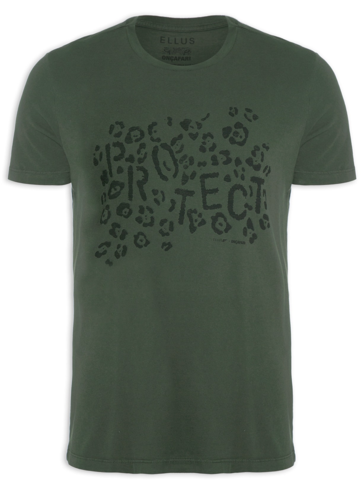 Camiseta Masculina Cotton Fine Onçafari Protect Classic Manga Curta - Verde