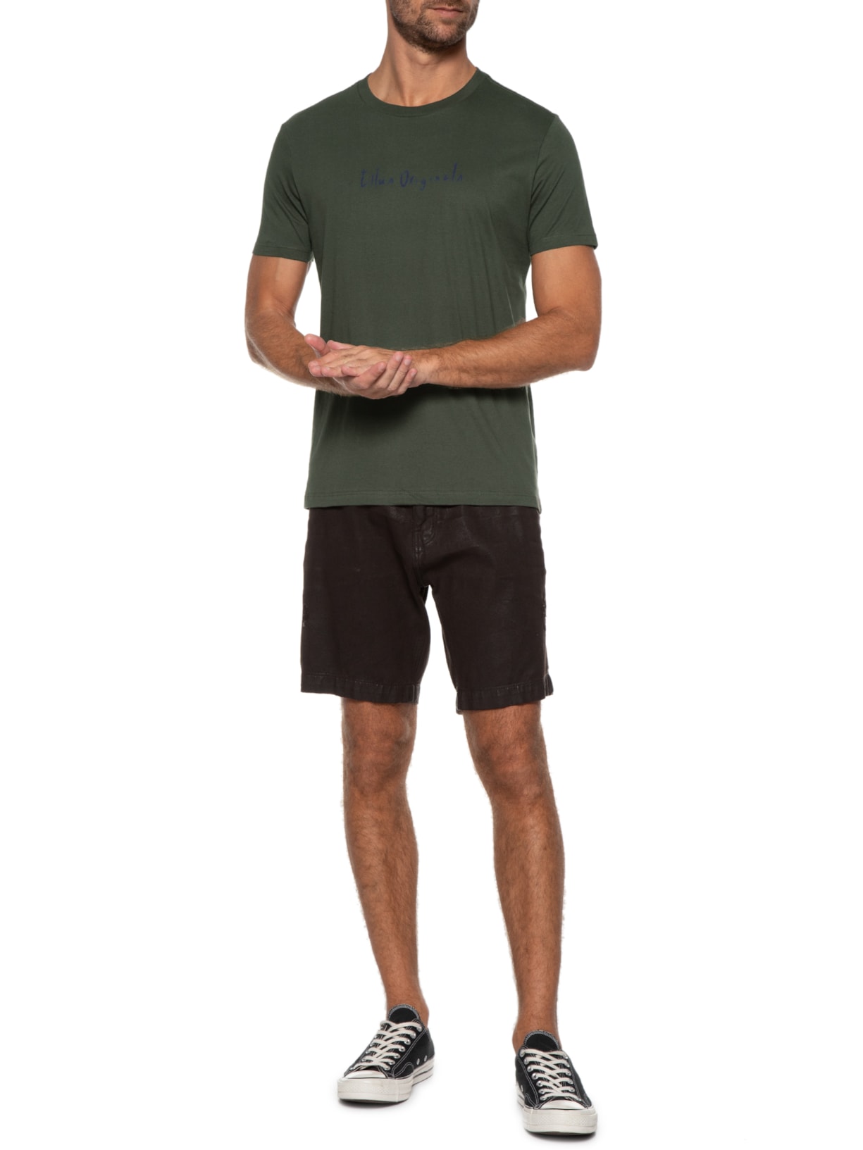 Camiseta Masculina Cotton Fine Originals Classic Manga Curta Verde Ellus