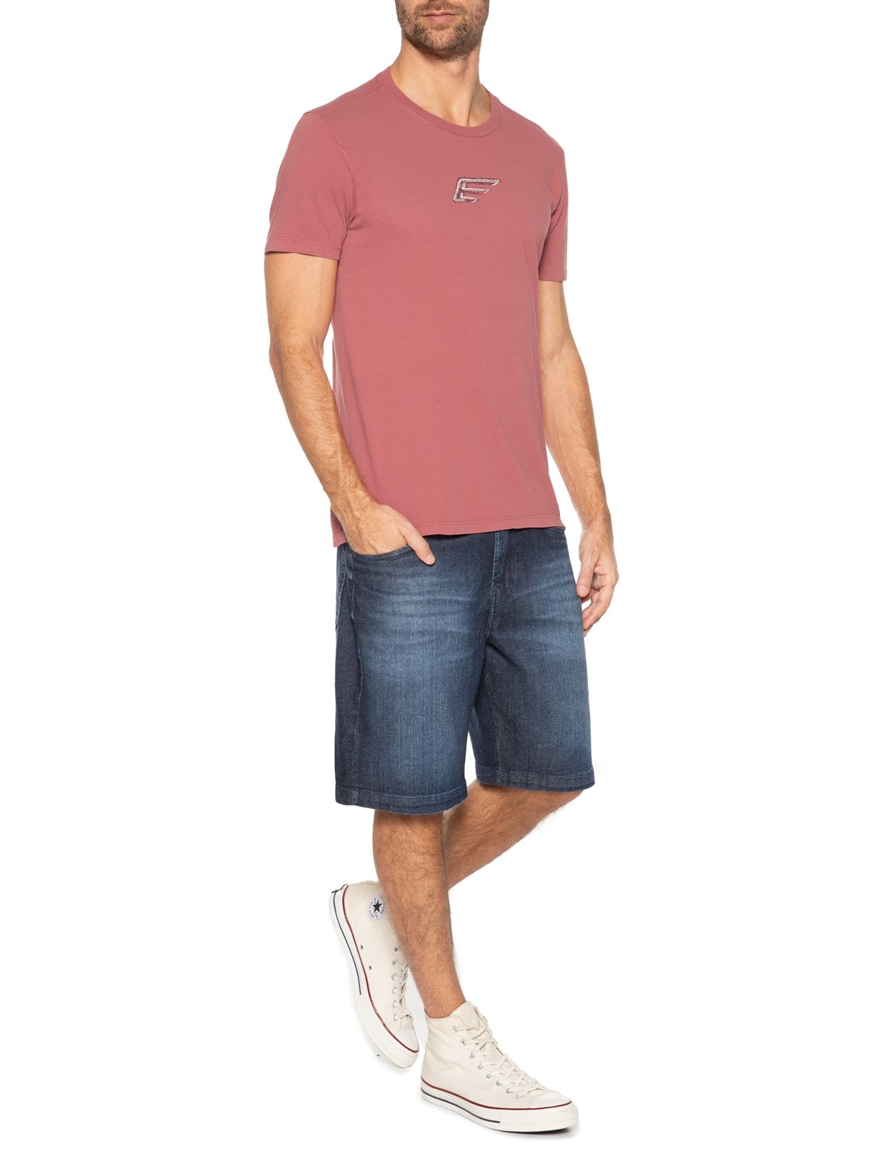 Camiseta Masculina Cotton Fine Paint Classic Manga Curta Rosa Ellus