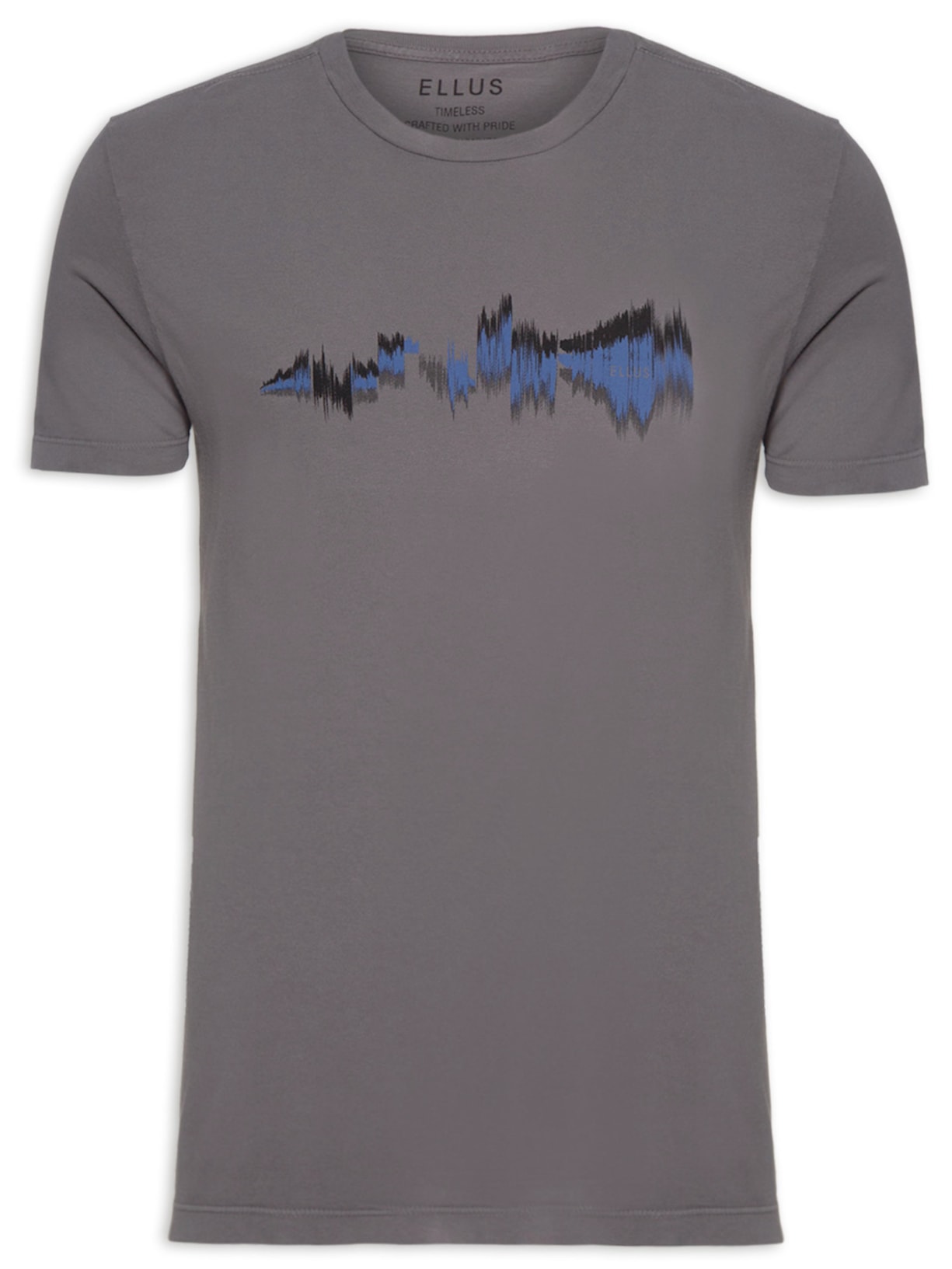 Camiseta Masculina Cotton Fine Sound Wave Strip Classic Manga Curta - Cinza
