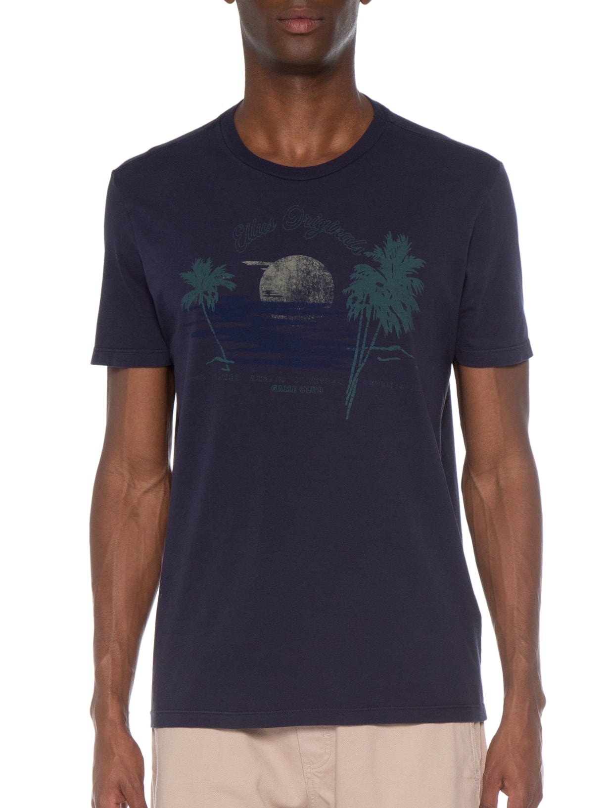 Camiseta Masculina Cotton Fine Sunset Classic Azul Ellus