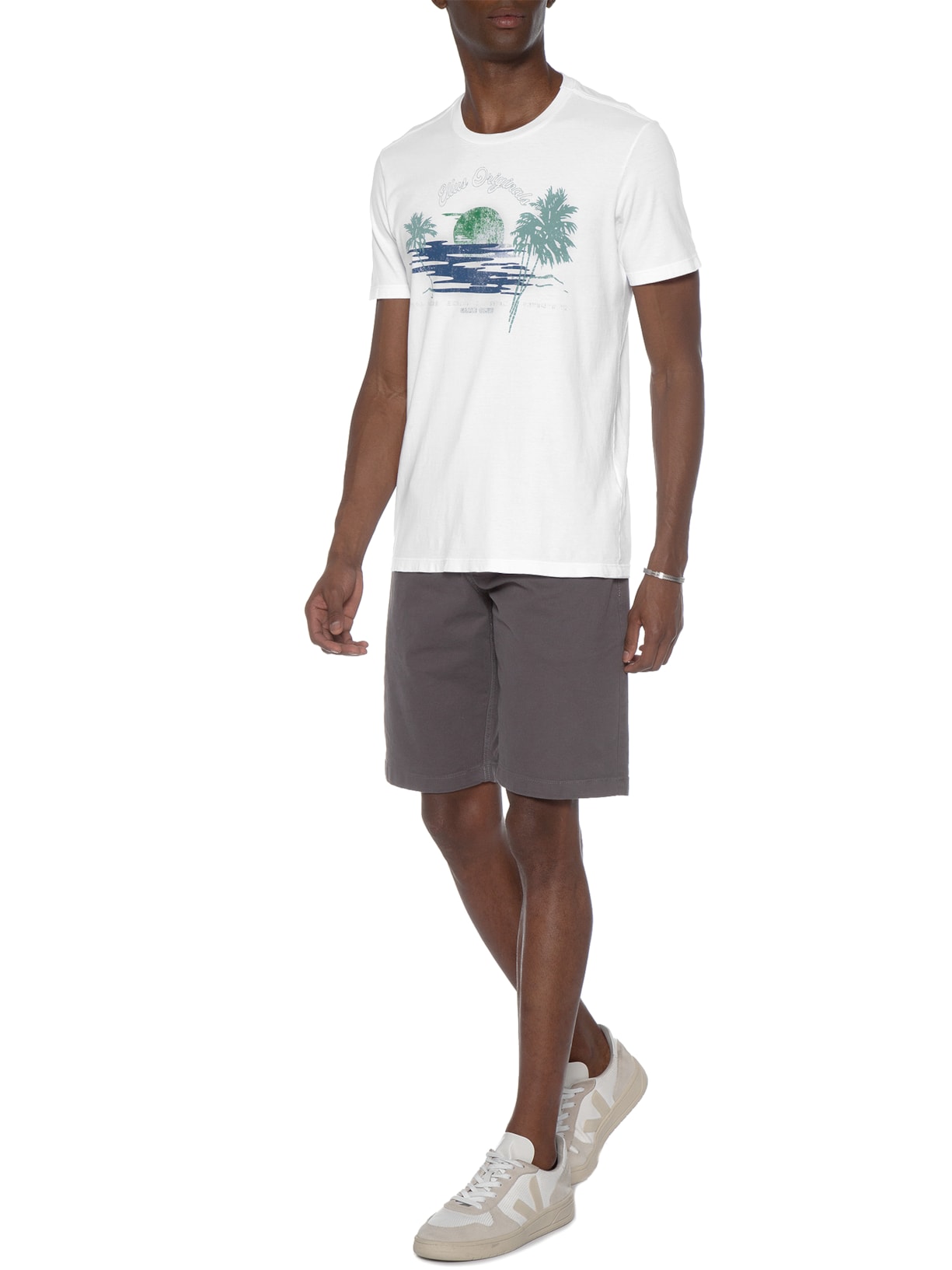 Camiseta Masculina Cotton Fine Sunset Classic Branco Ellus